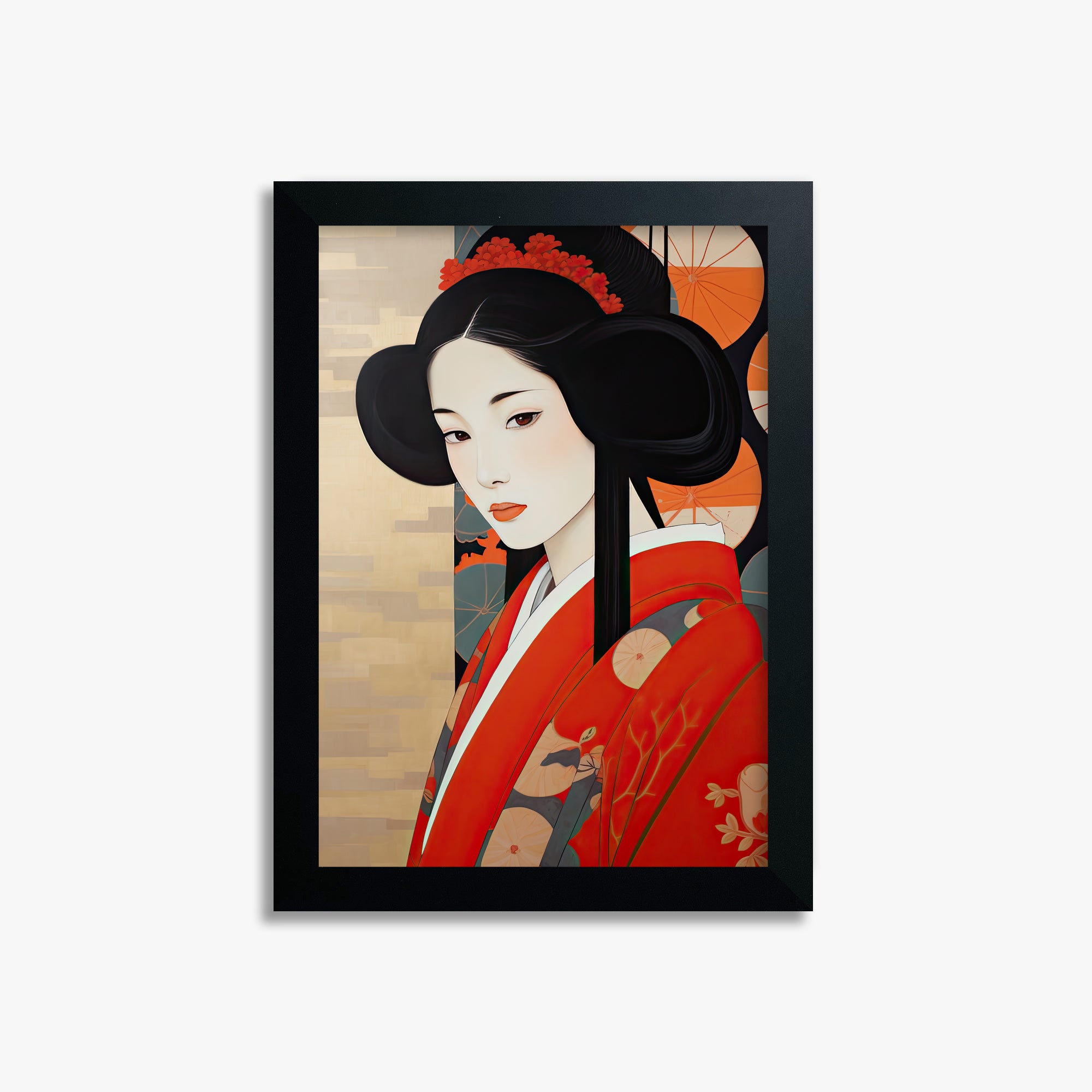 Crimson Blossom Elegance, 21x30cm Framed Poster With Black Frame