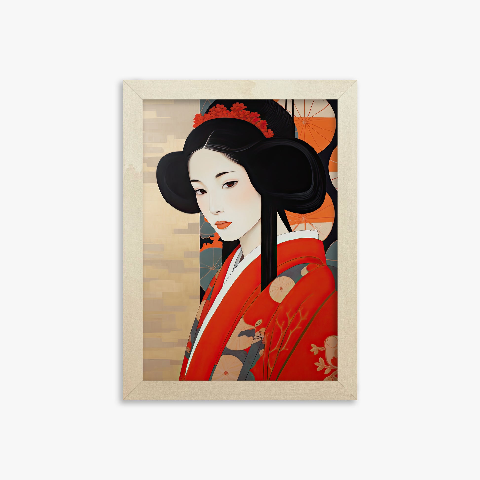 Crimson Blossom Elegance, 21x30cm Framed Poster With Lime Wood Frame