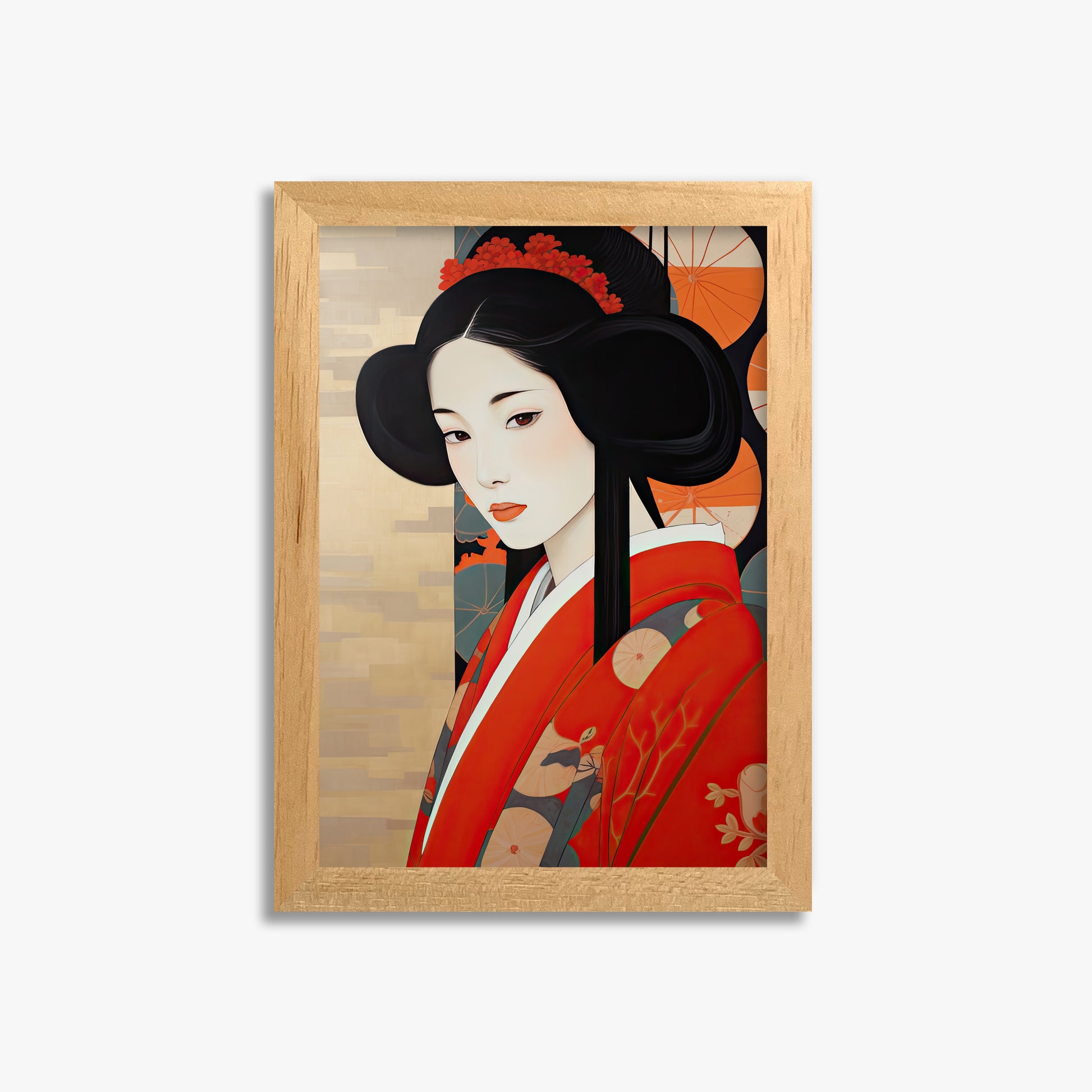 Crimson Blossom Elegance, 21x30cm Framed Poster With Oak Frame
