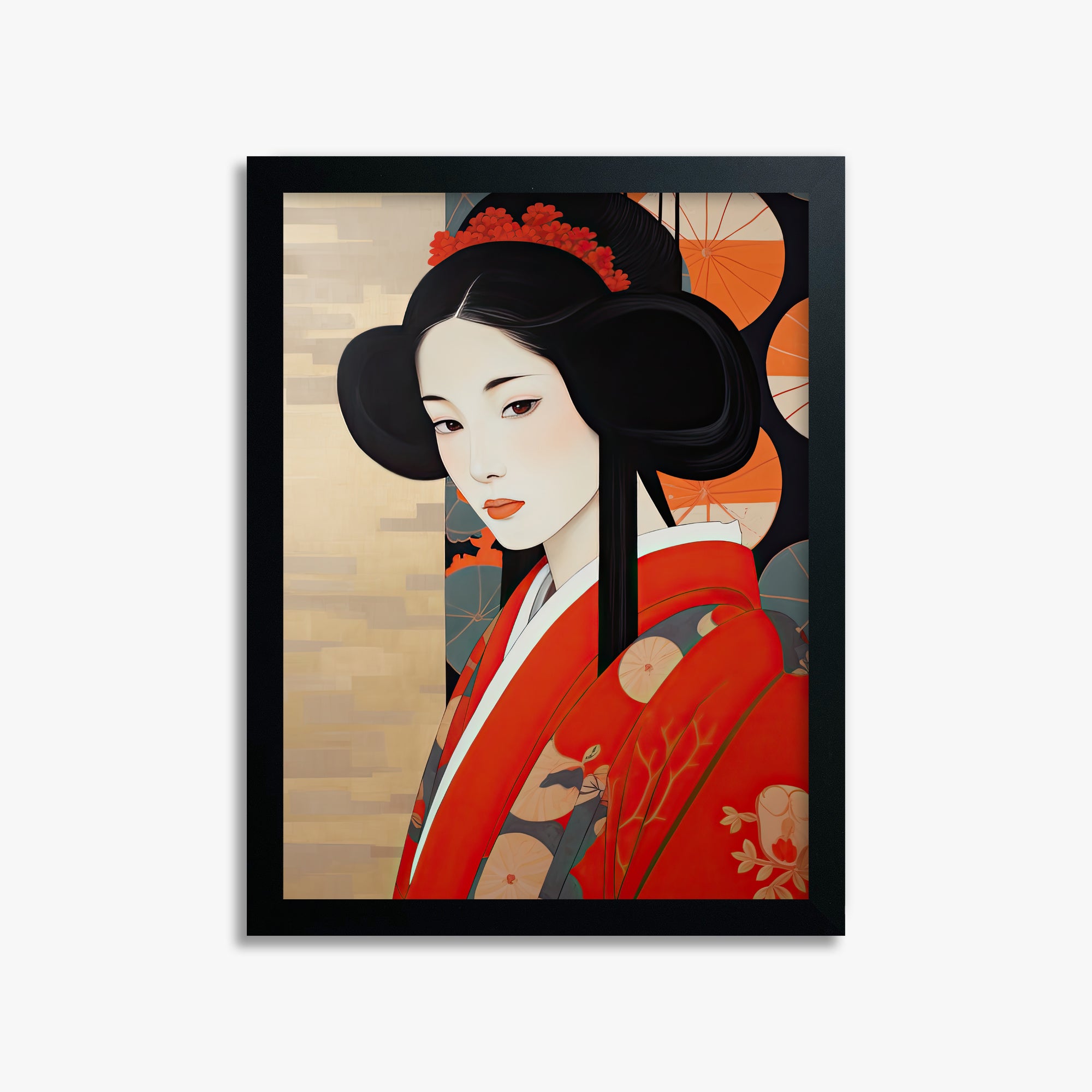 Crimson Blossom Elegance, 30x40cm Framed Poster With Black Frame