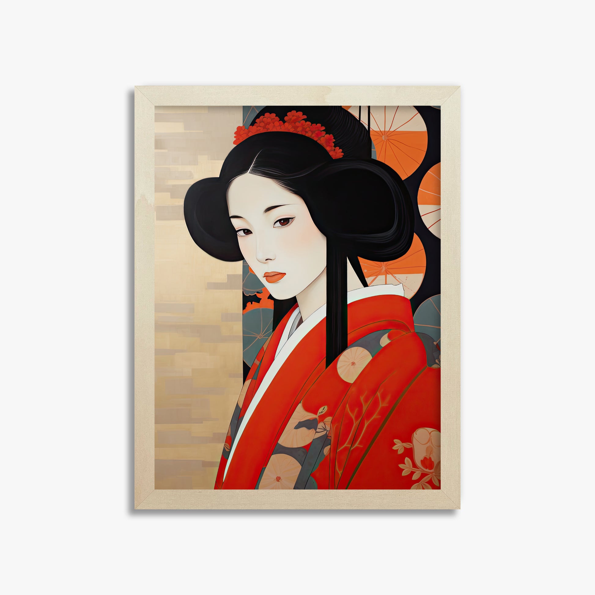 Crimson Blossom Elegance, 30x40cm Framed Poster With Lime Wood Frame