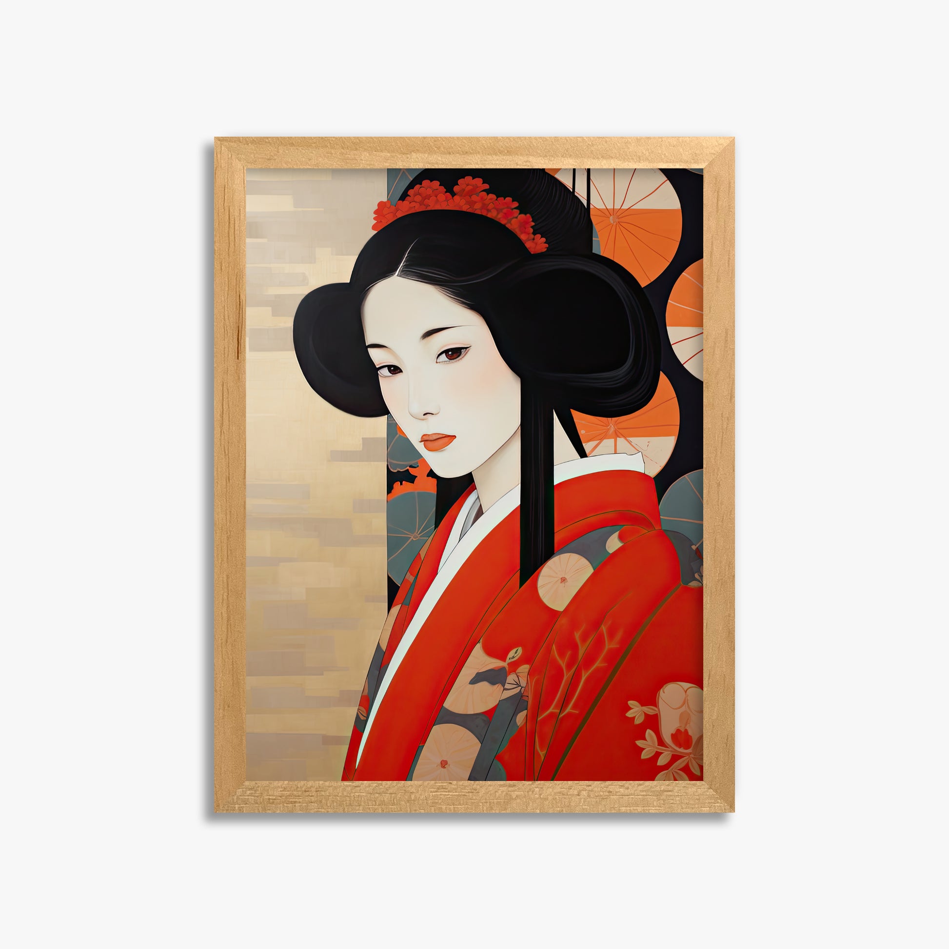 Crimson Blossom Elegance, 30x40cm Framed Poster With Oak Frame