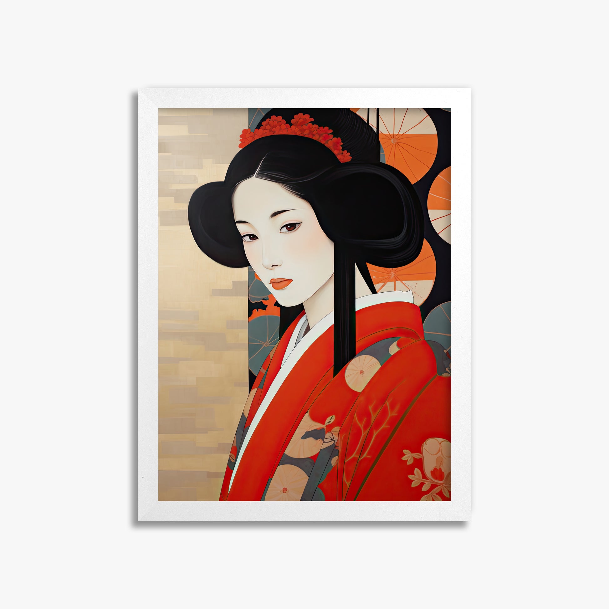 Crimson Blossom Elegance, 30x40cm Framed Poster With White Frame