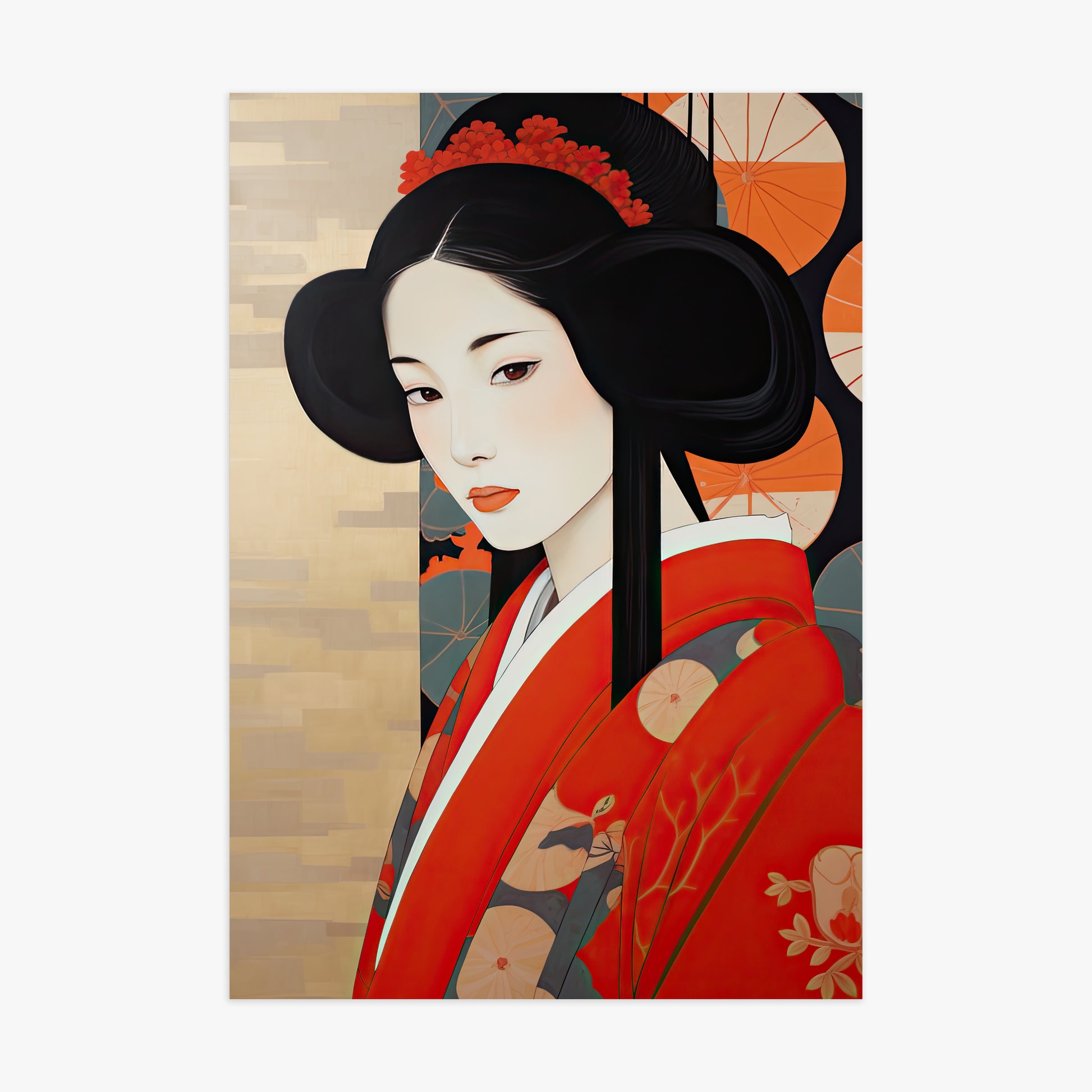 Crimson Blossom Elegance, 70x100cm Poster Unframed