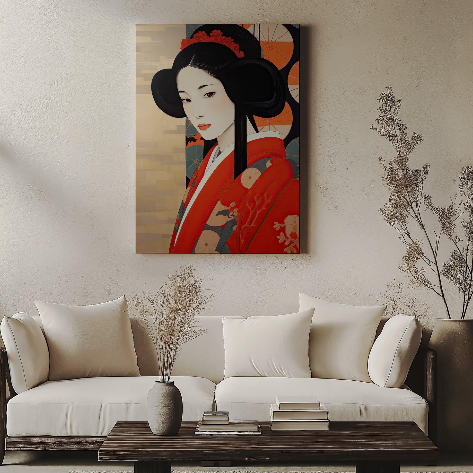 Design Concept No. 57 for Crimson Blossom Elegance Modern Satin Canvas Poster Art