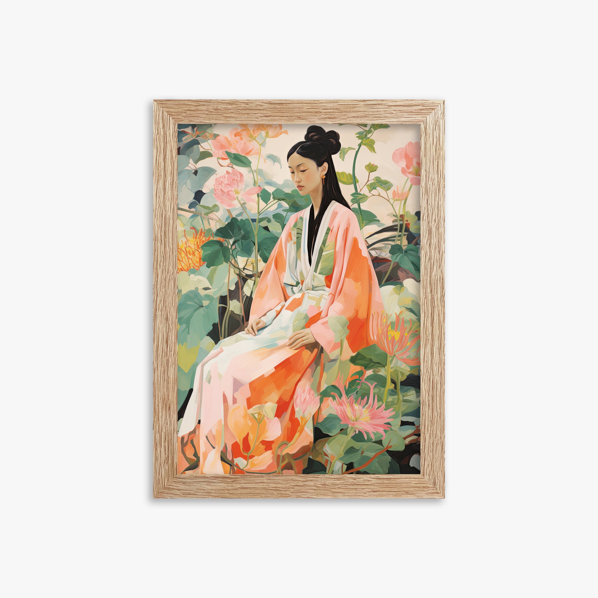 Blossom Reverie, 21x30cm Framed Poster With Raw Oak Frame