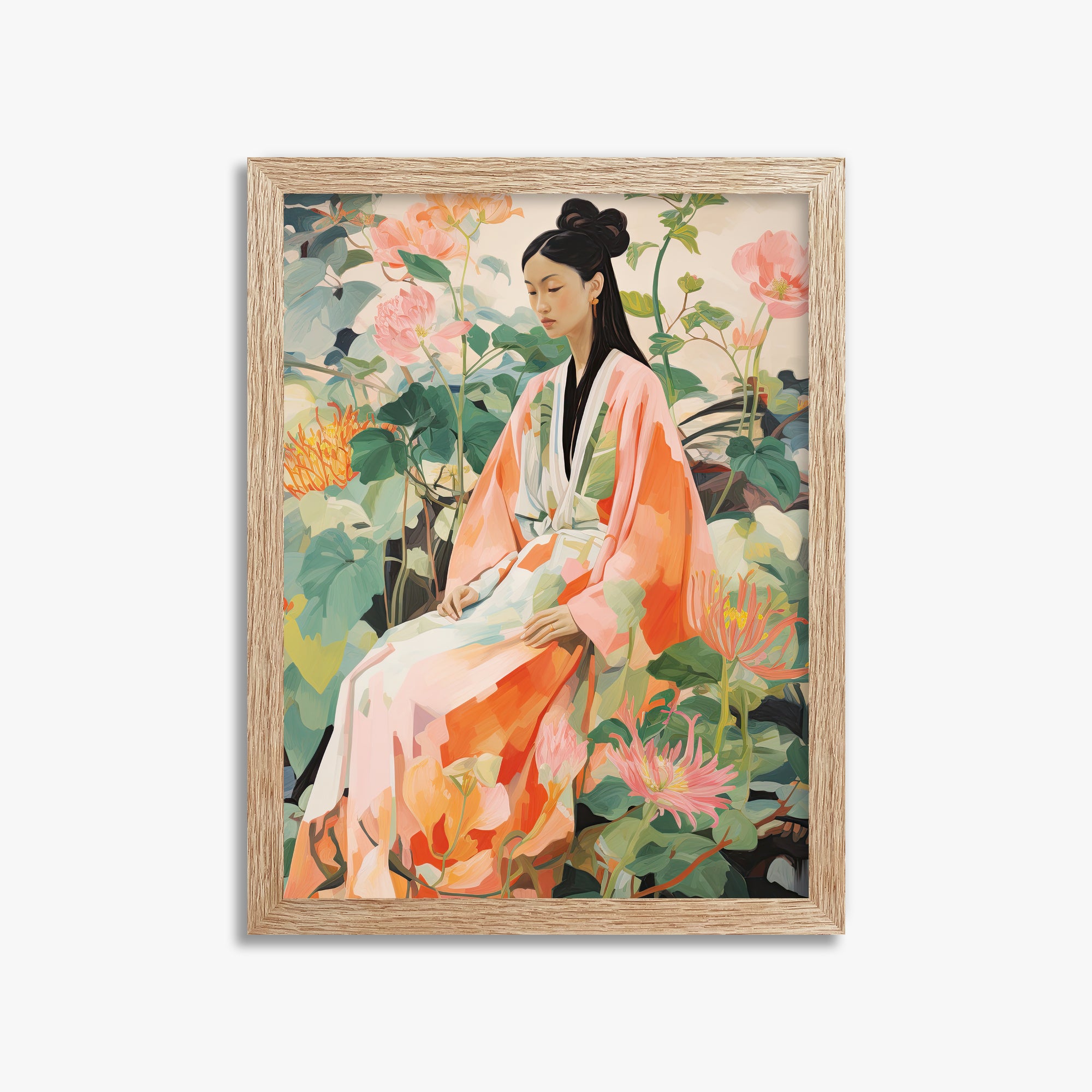 Blossom Reverie, 30x40cm Framed Poster With Raw Oak Frame