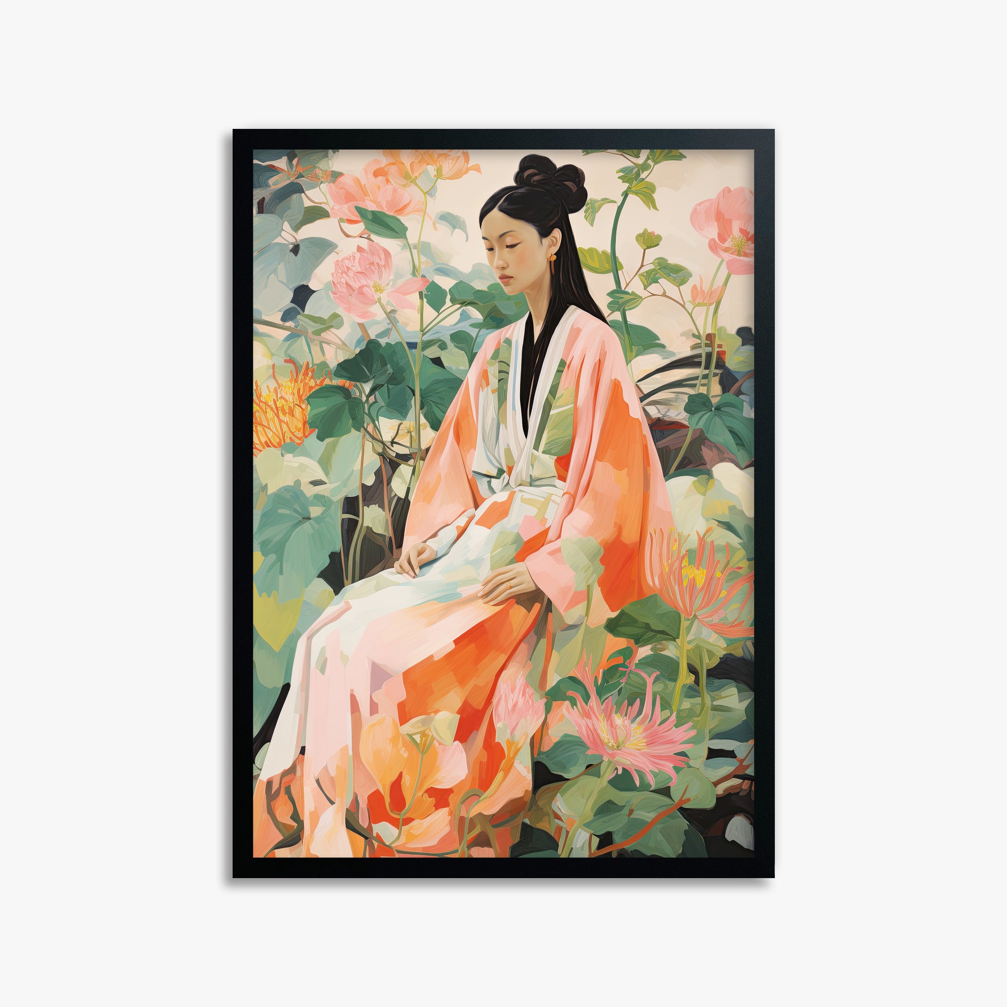 Blossom Reverie, 50x70cm Framed Poster With Black Frame