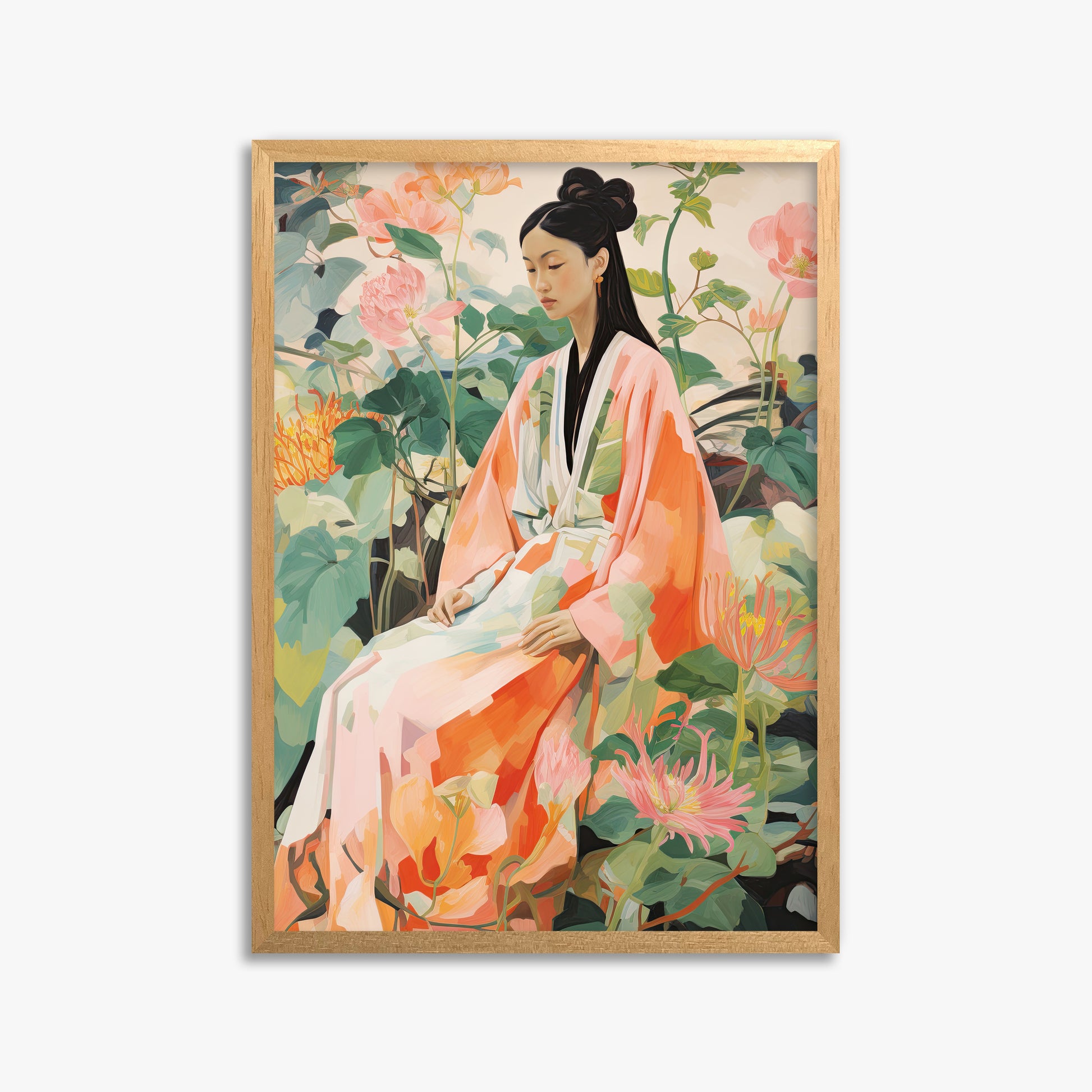 Blossom Reverie, 50x70cm Framed Poster With Oak Frame
