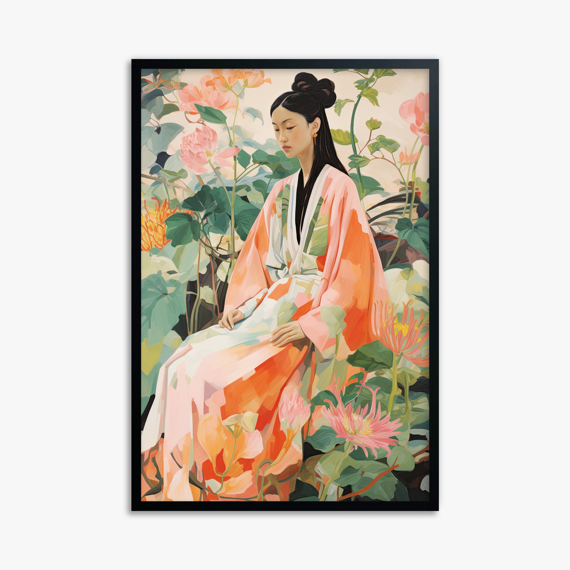 Blossom Reverie, 61x91cm Framed Poster With Black Frame
