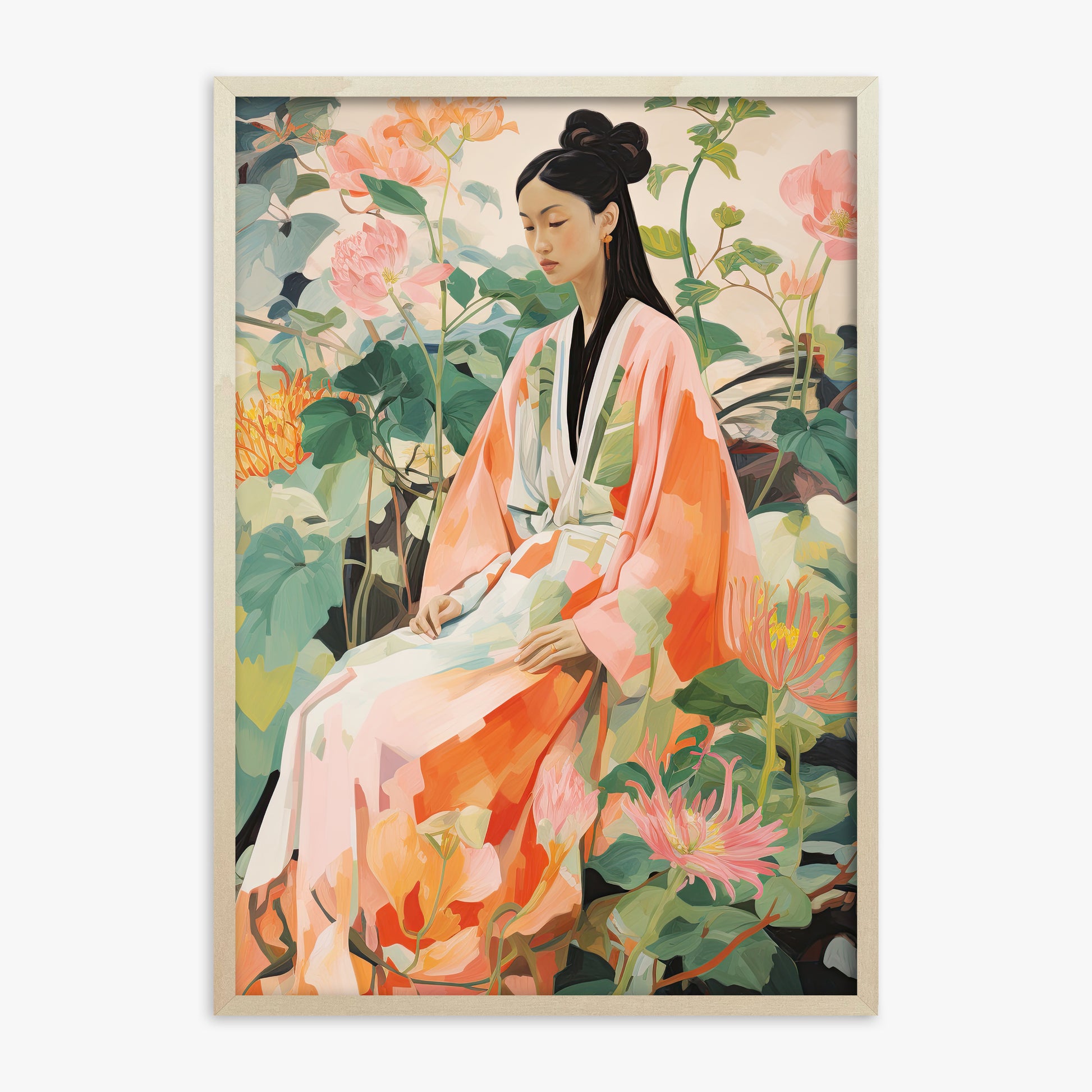 Blossom Reverie, 70x100cm Framed Poster With Lime Wood Frame