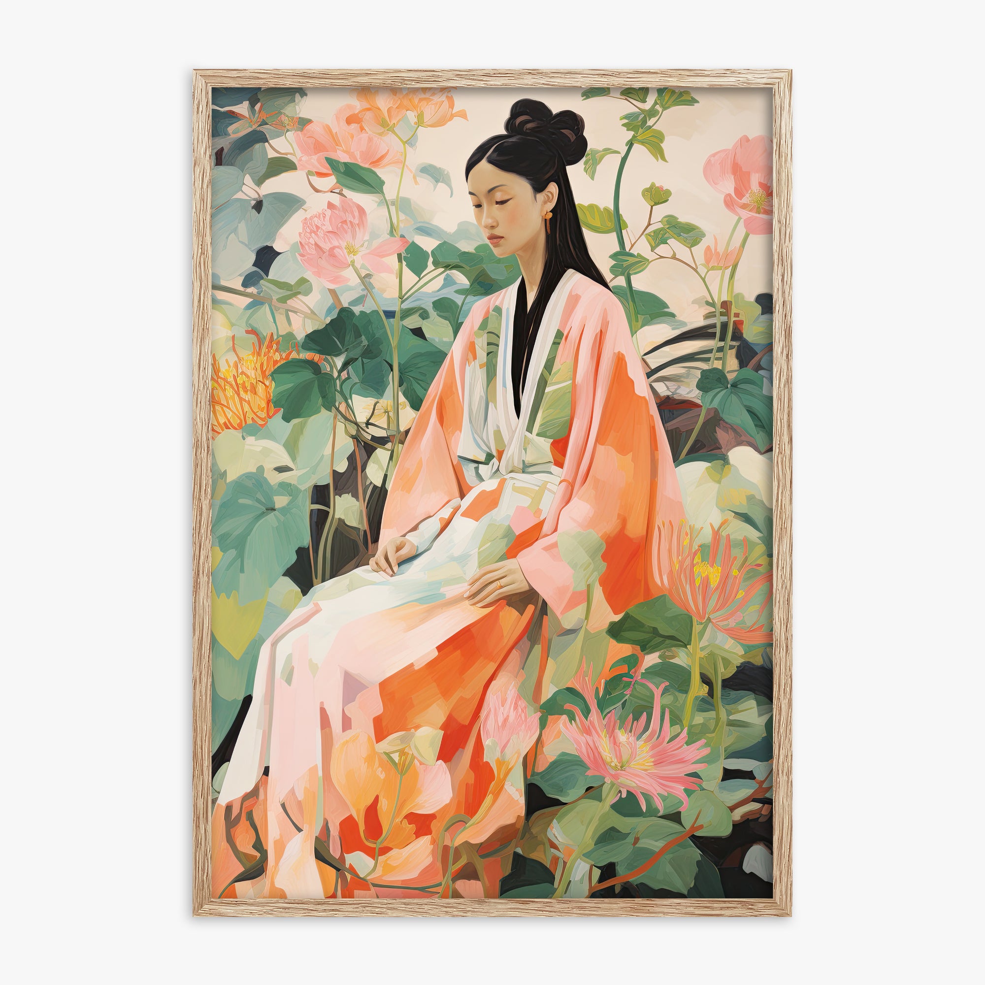 Blossom Reverie, 70x100cm Framed Poster With Raw Oak Frame