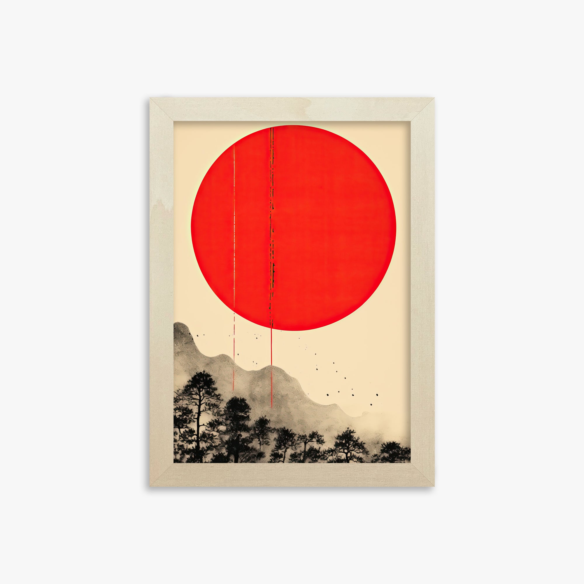 Scarlet Solitude, 21x30cm Framed Art Reproduction With Lime Wood Frame