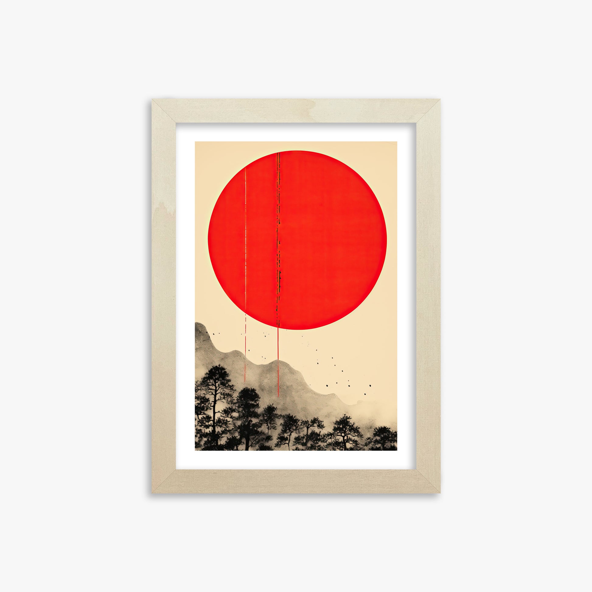 Scarlet Solitude, 21x30cm Framed Art Reproduction With Lime Wood Frame