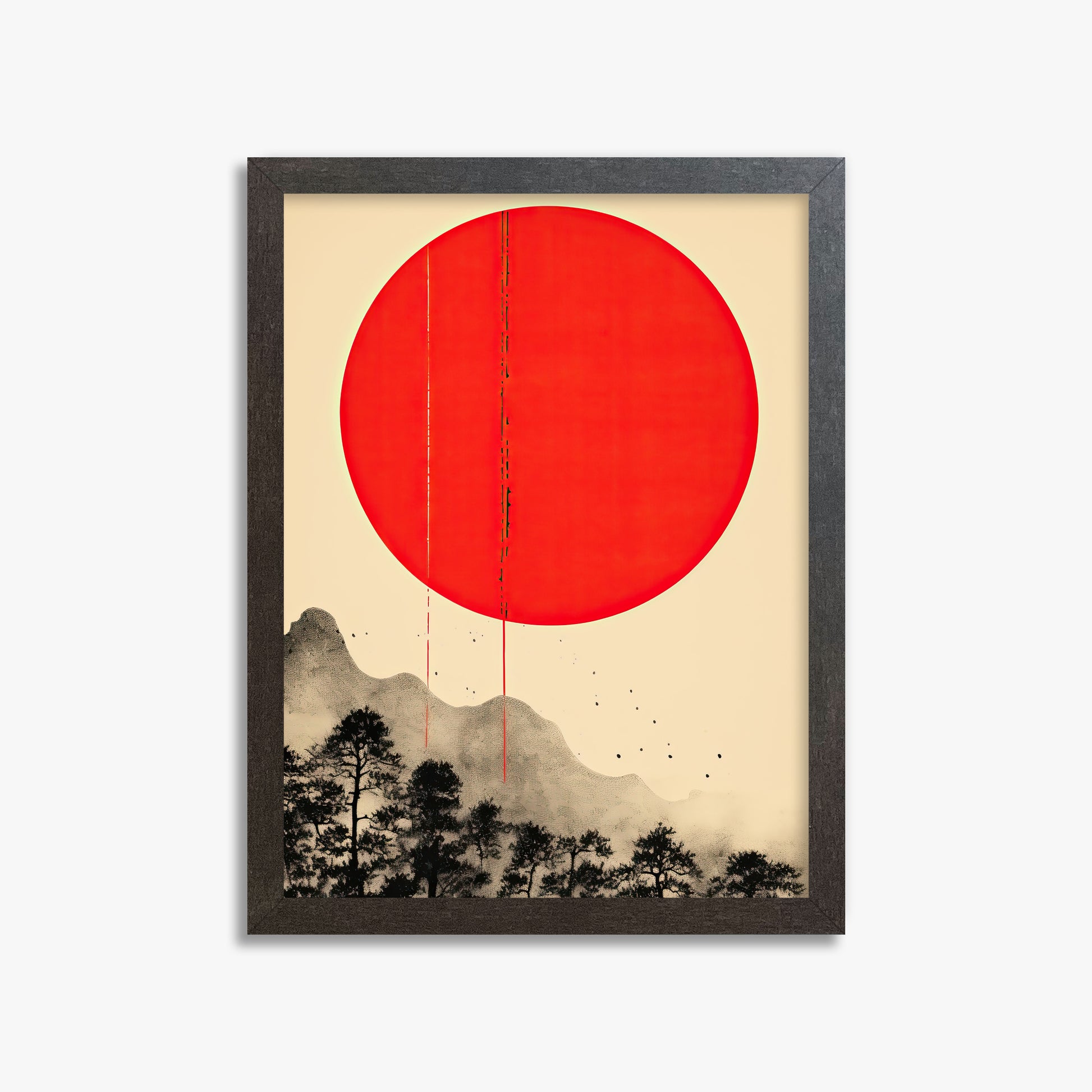 Scarlet Solitude, 30x40cm Framed Art Reproduction With Espresso Frame