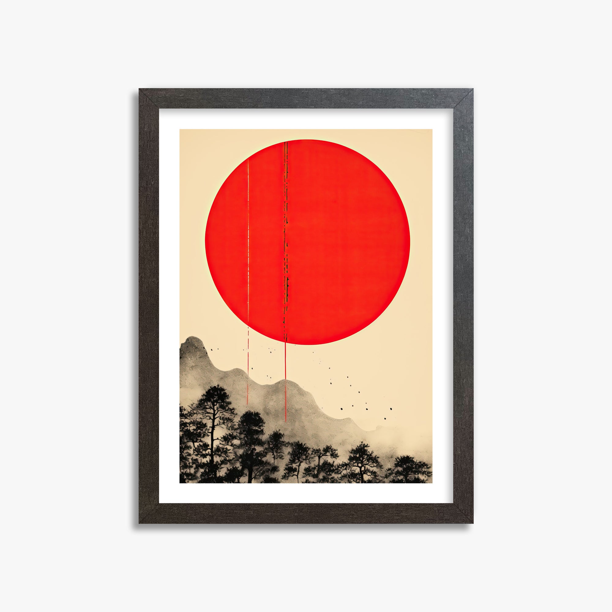 Scarlet Solitude, 30x40cm Framed Art Reproduction With Espresso Frame