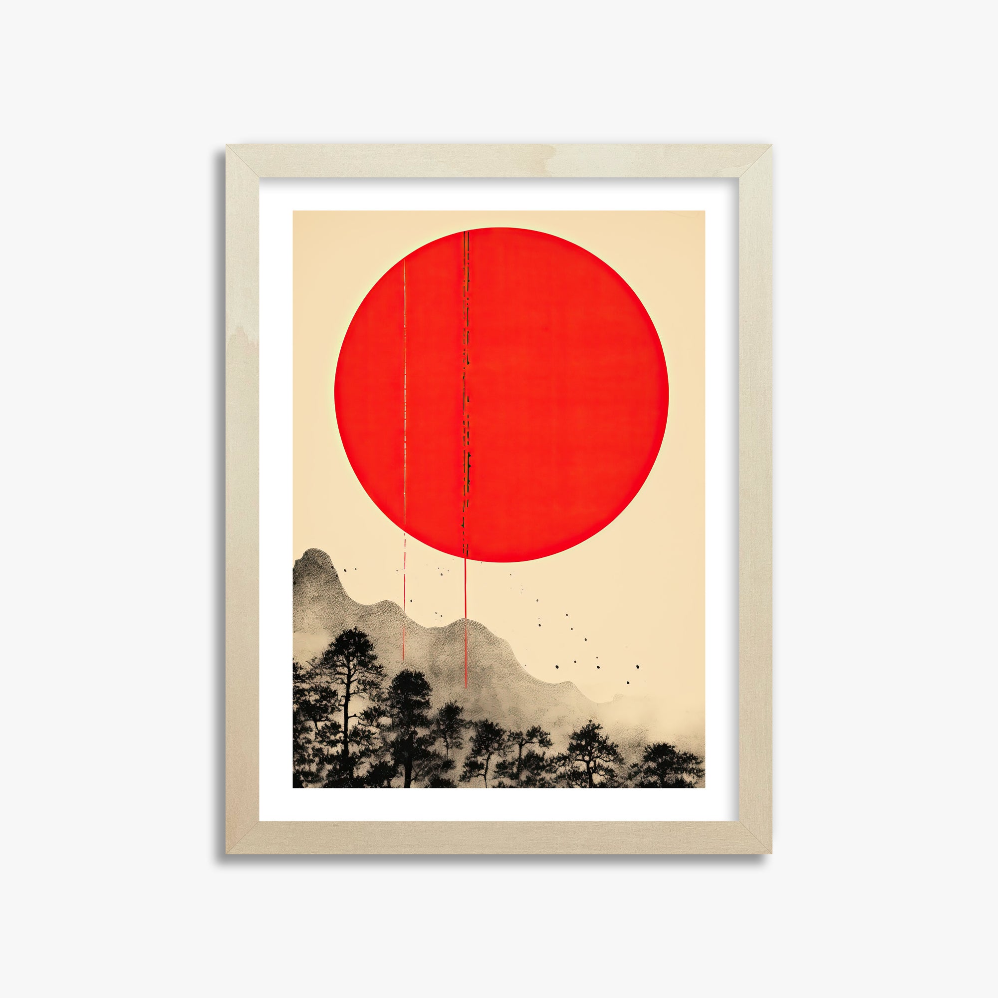 Scarlet Solitude, 30x40cm Framed Art Reproduction With Lime Wood Frame