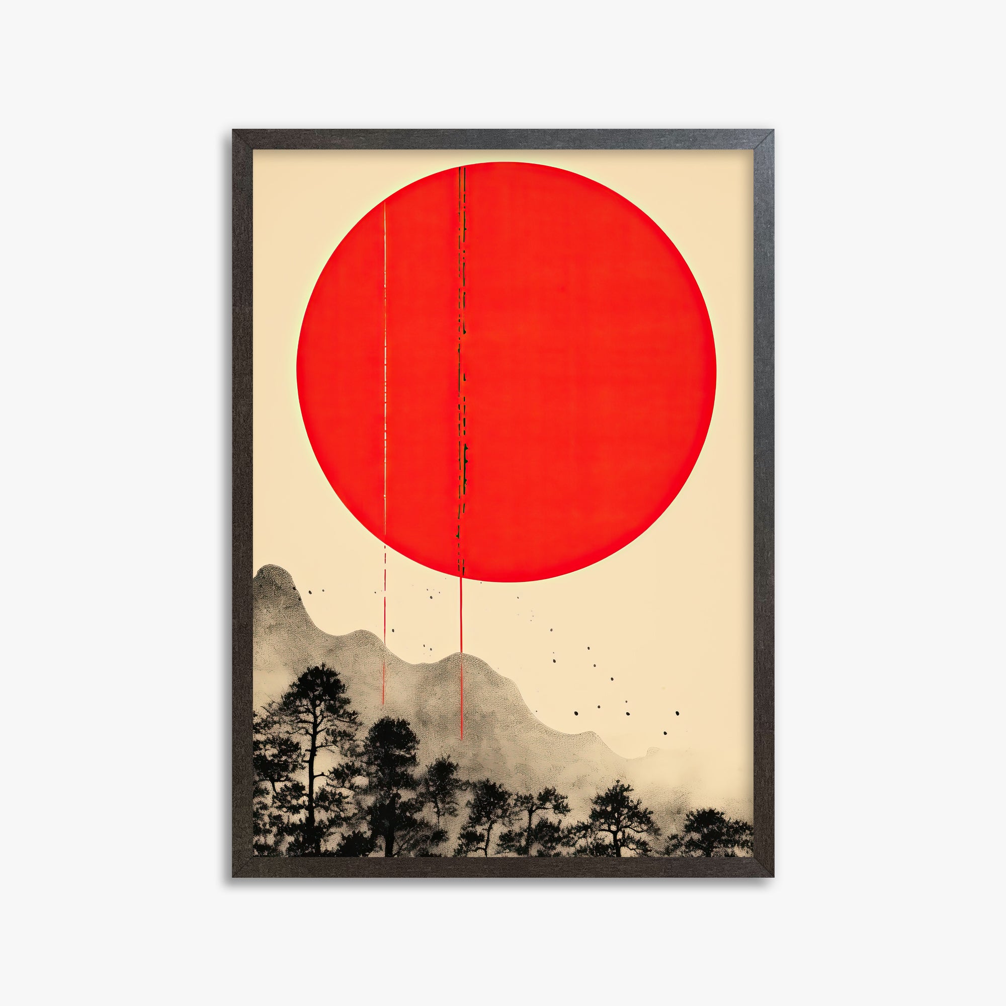 Scarlet Solitude, 50x70cm Framed Art Reproduction With Espresso Frame