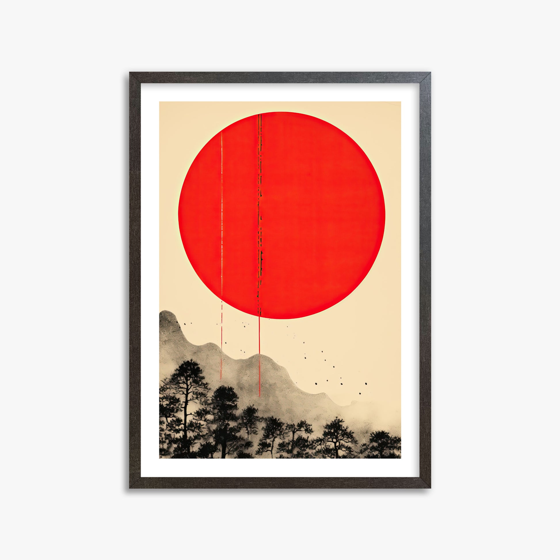 Scarlet Solitude, 50x70cm Framed Art Reproduction With Espresso Frame
