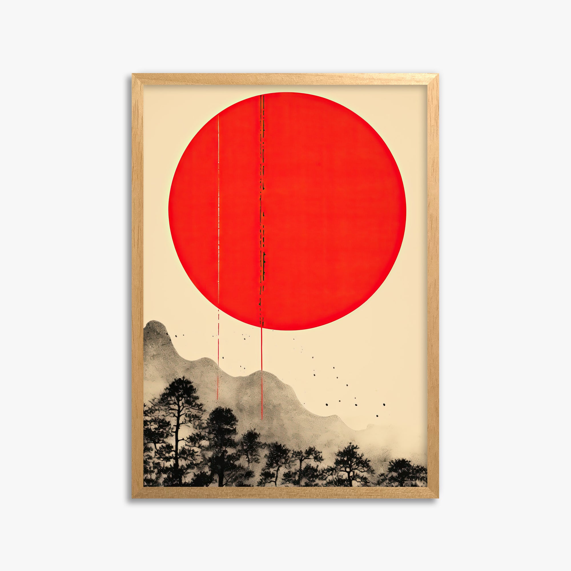 Scarlet Solitude, 50x70cm Framed Poster With Oak Frame