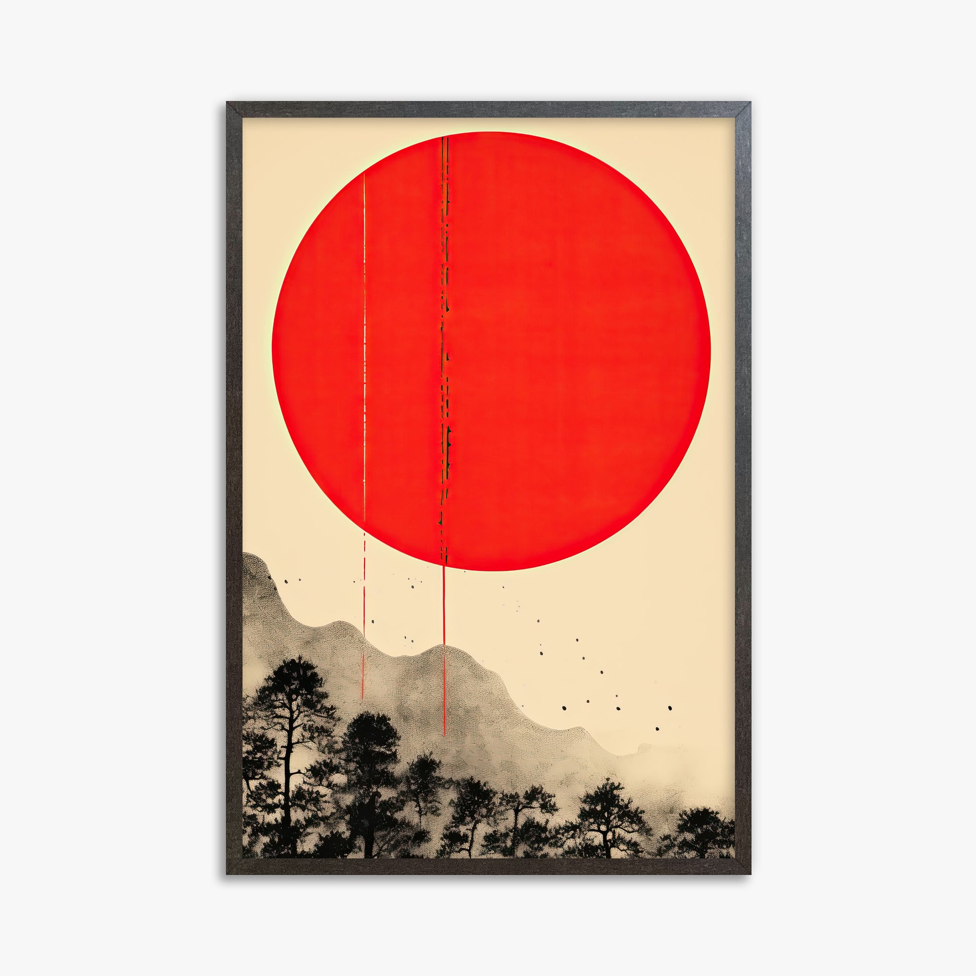 Scarlet Solitude, 61x91cm Framed Art Reproduction With Espresso Frame