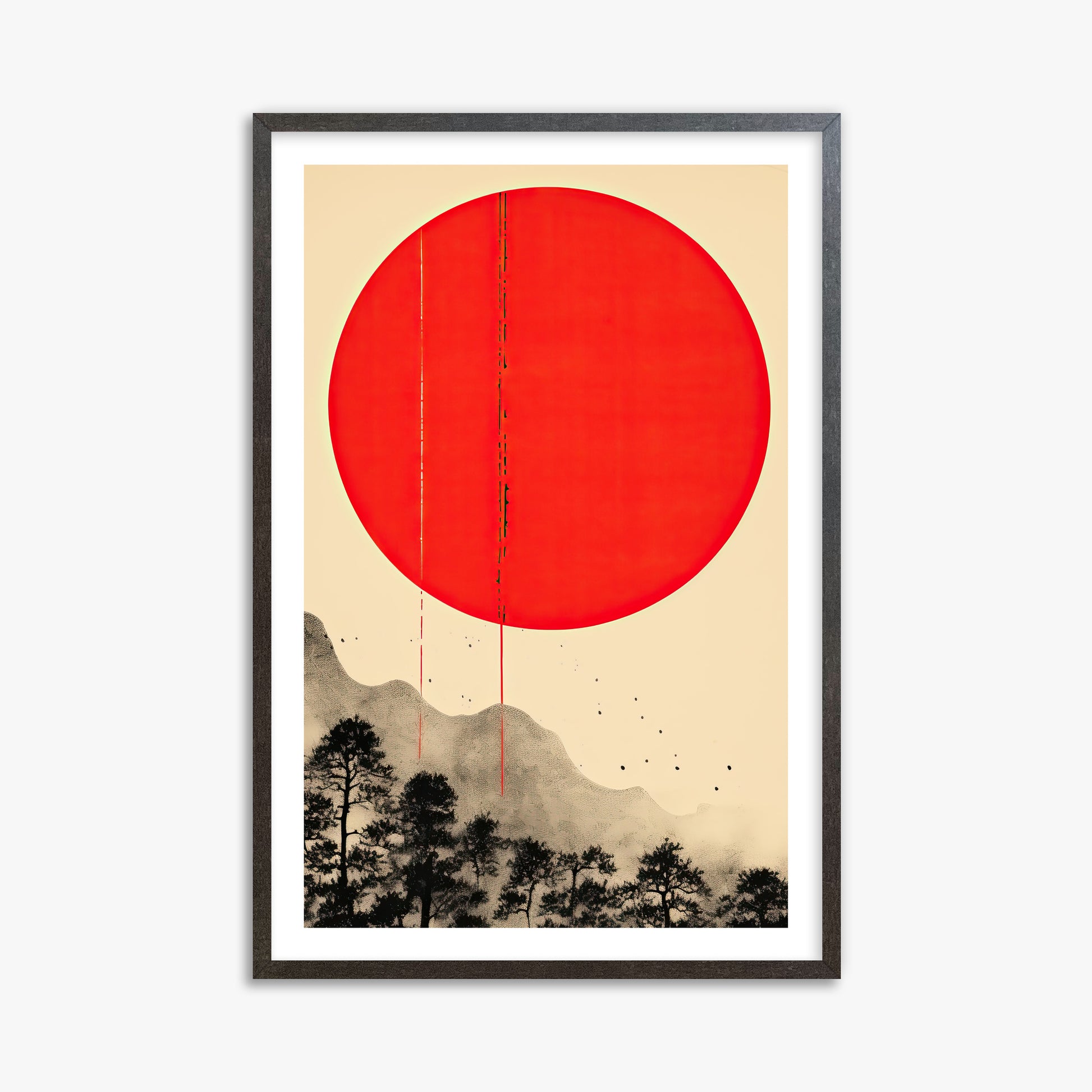 Scarlet Solitude, 61x91cm Framed Art Reproduction With Espresso Frame