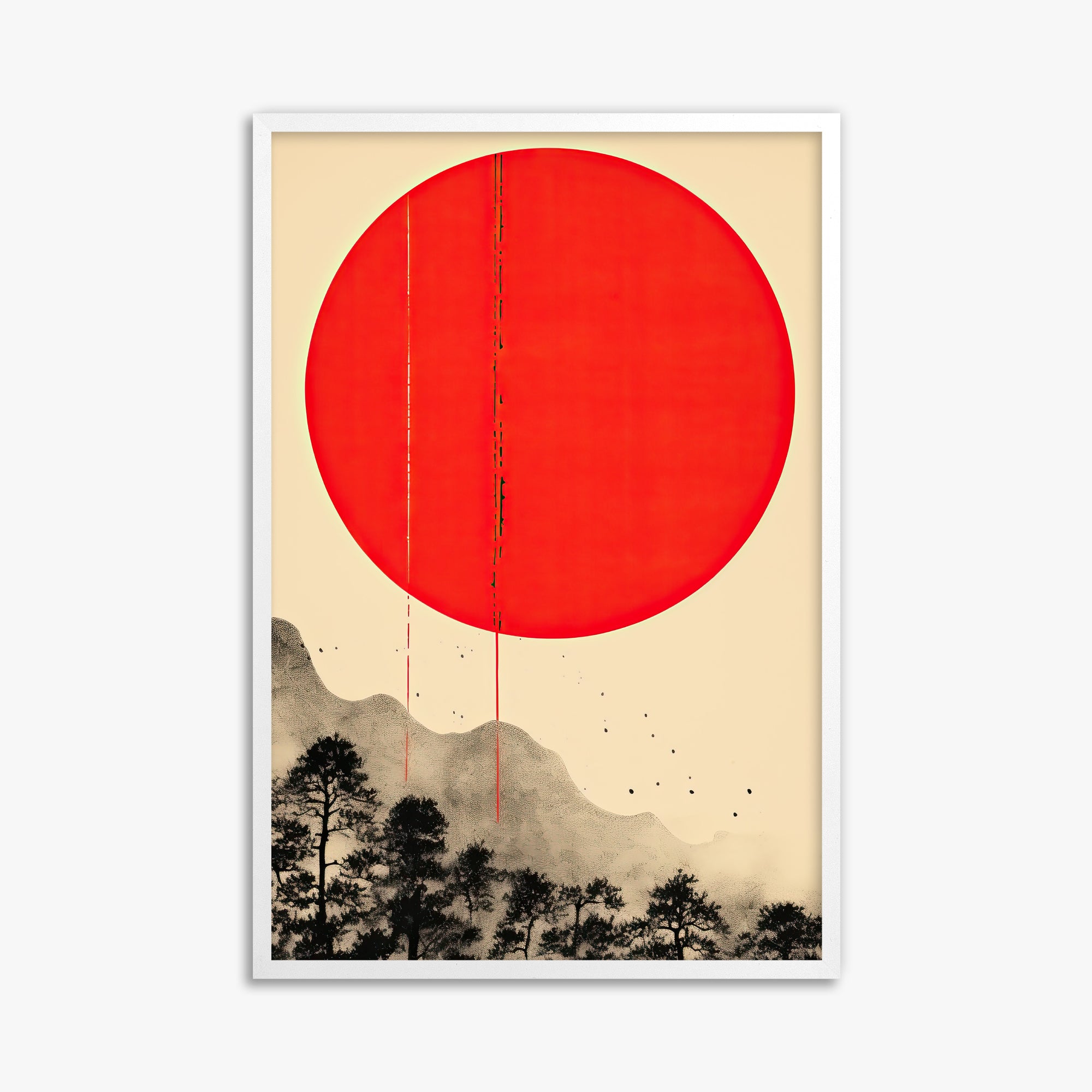 Scarlet Solitude, 61x91cm Framed Poster With White Frame