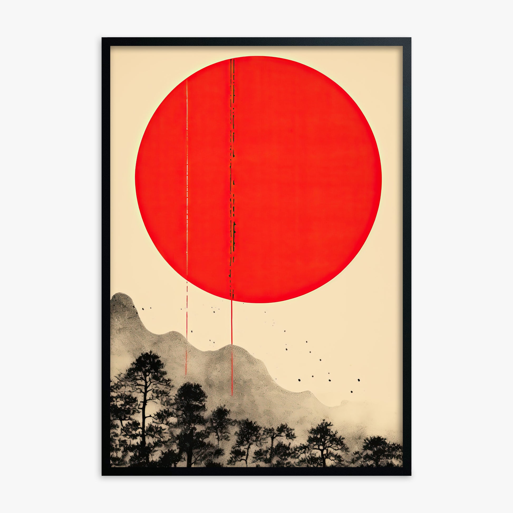 Scarlet Solitude, Black Framed Poster With Black Frame