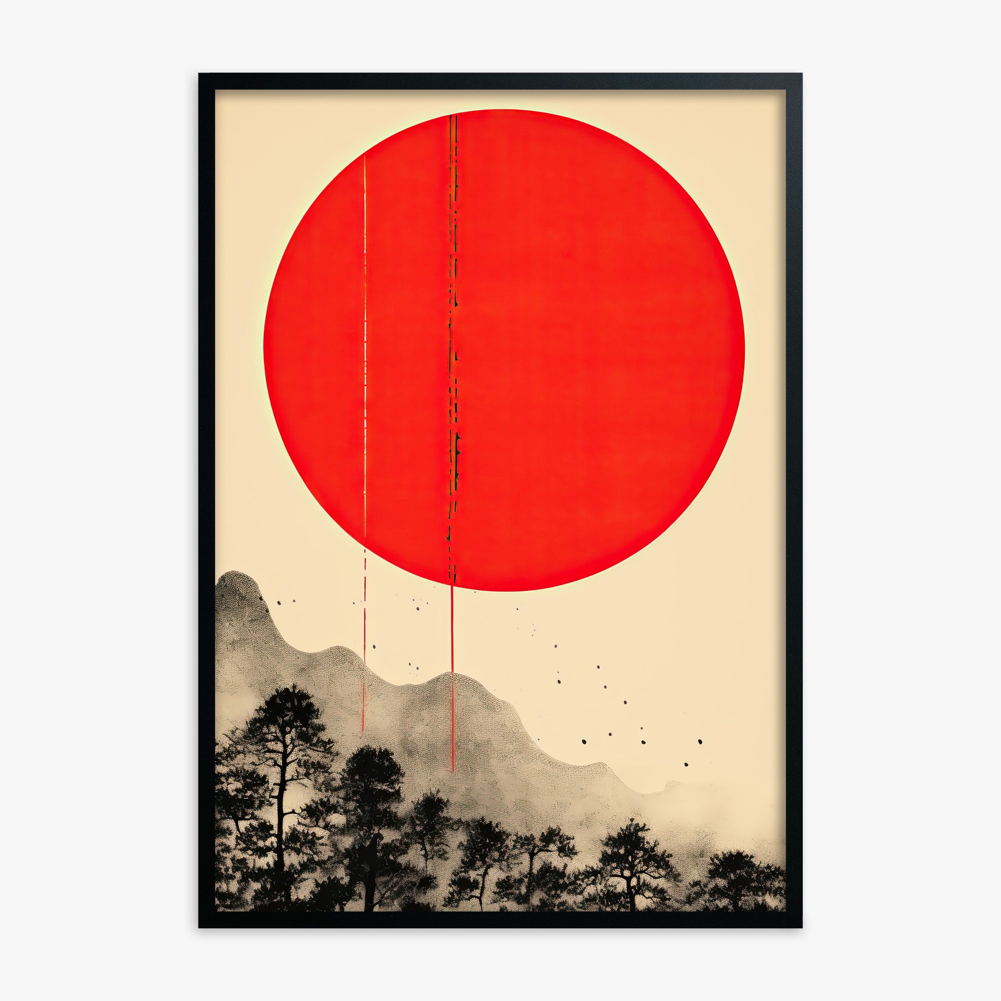 Scarlet Solitude, Black Framed Poster With Black Frame