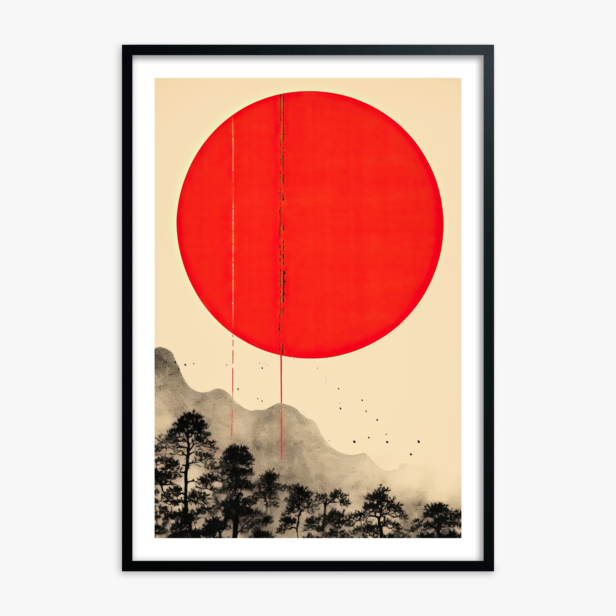 Scarlet Solitude, Black Framed Poster With Black Frame