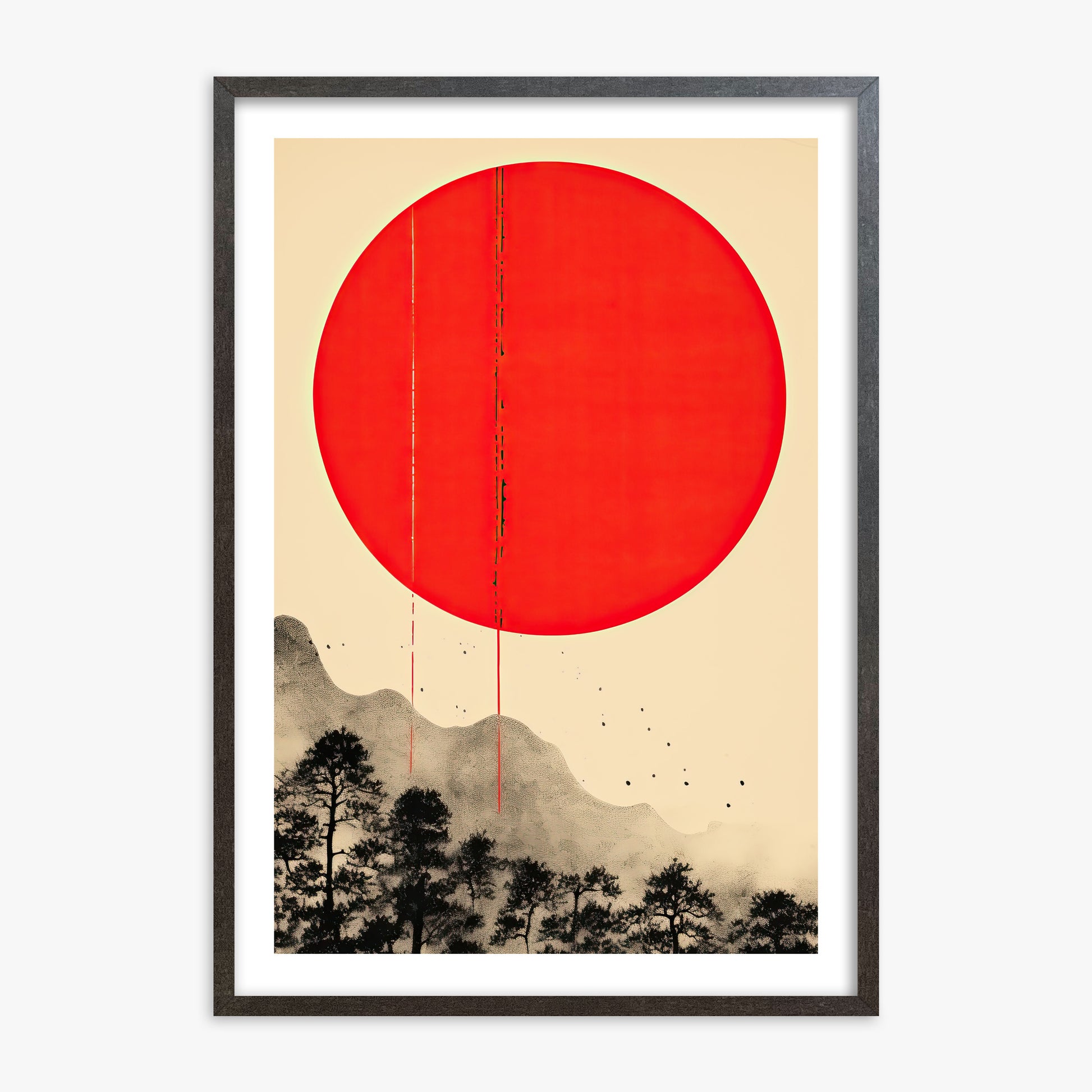 Scarlet Solitude, 70x100cm Framed Art Reproduction With Espresso Frame