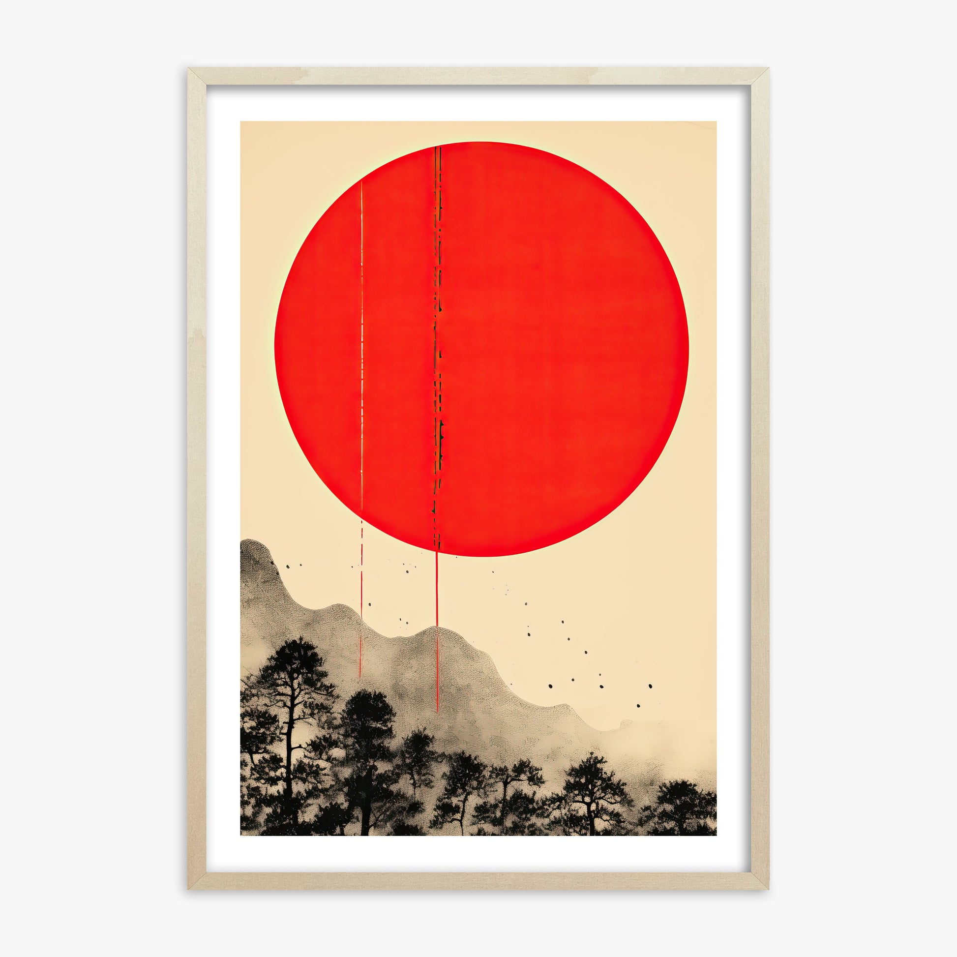 Scarlet Solitude, 70x100cm Framed Art Reproduction With Lime Wood Frame
