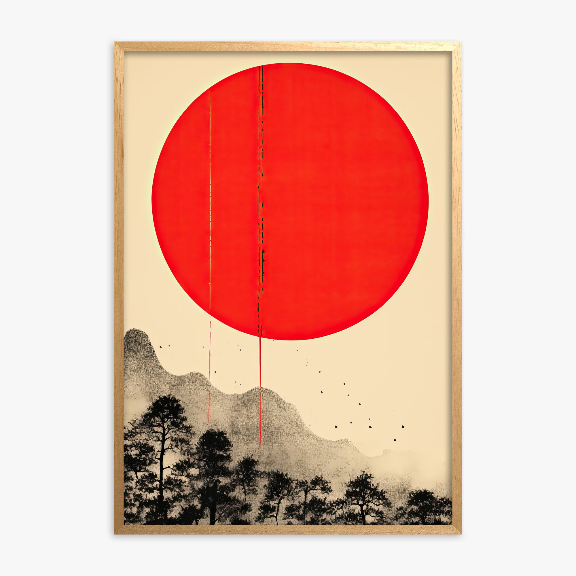 Scarlet Solitude, Oak Framed Poster With Oak Frame