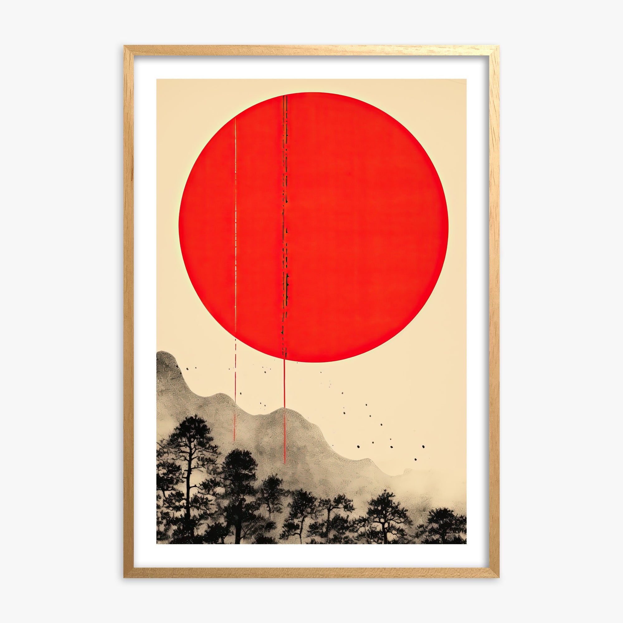 Scarlet Solitude, Oak Framed Poster With Oak Frame