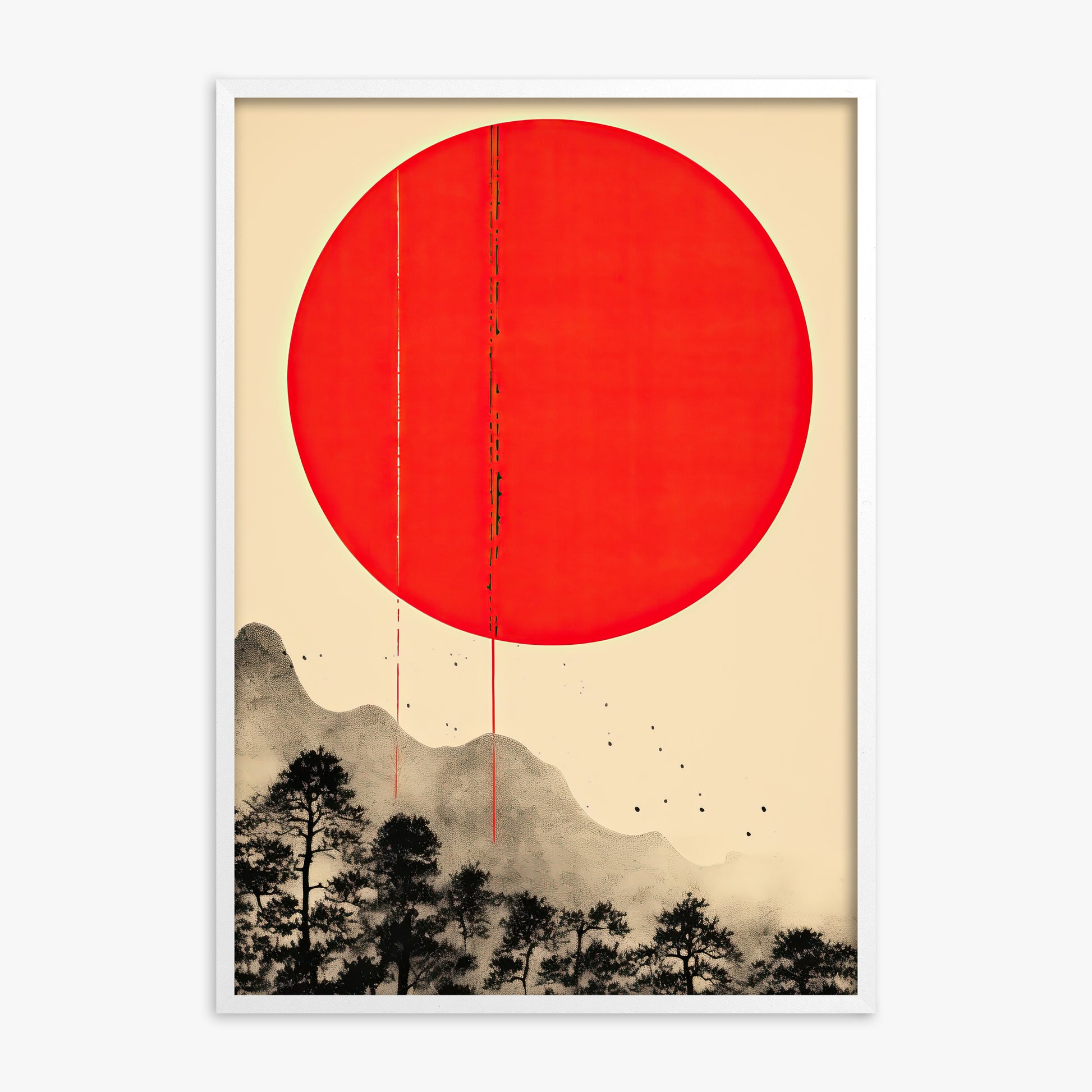 Scarlet Solitude, White Framed Poster With White Frame