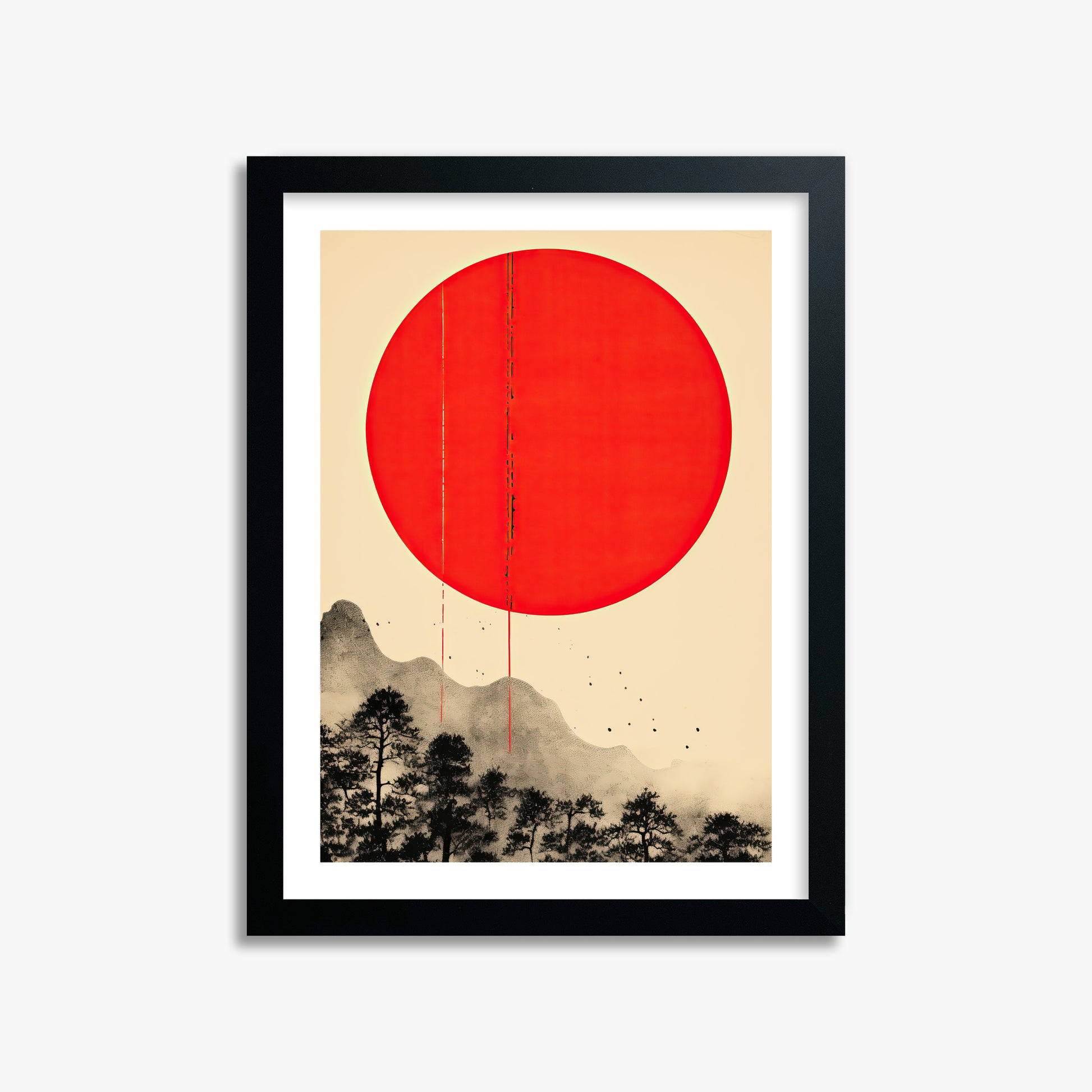 Scarlet Solitude, 30x40cm Black Framed Art Reproduction