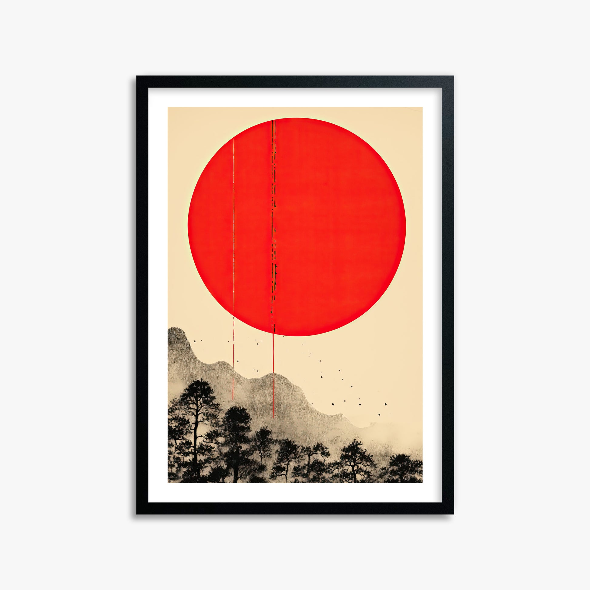 Scarlet Solitude, 50x70cm Black Framed Art Reproduction