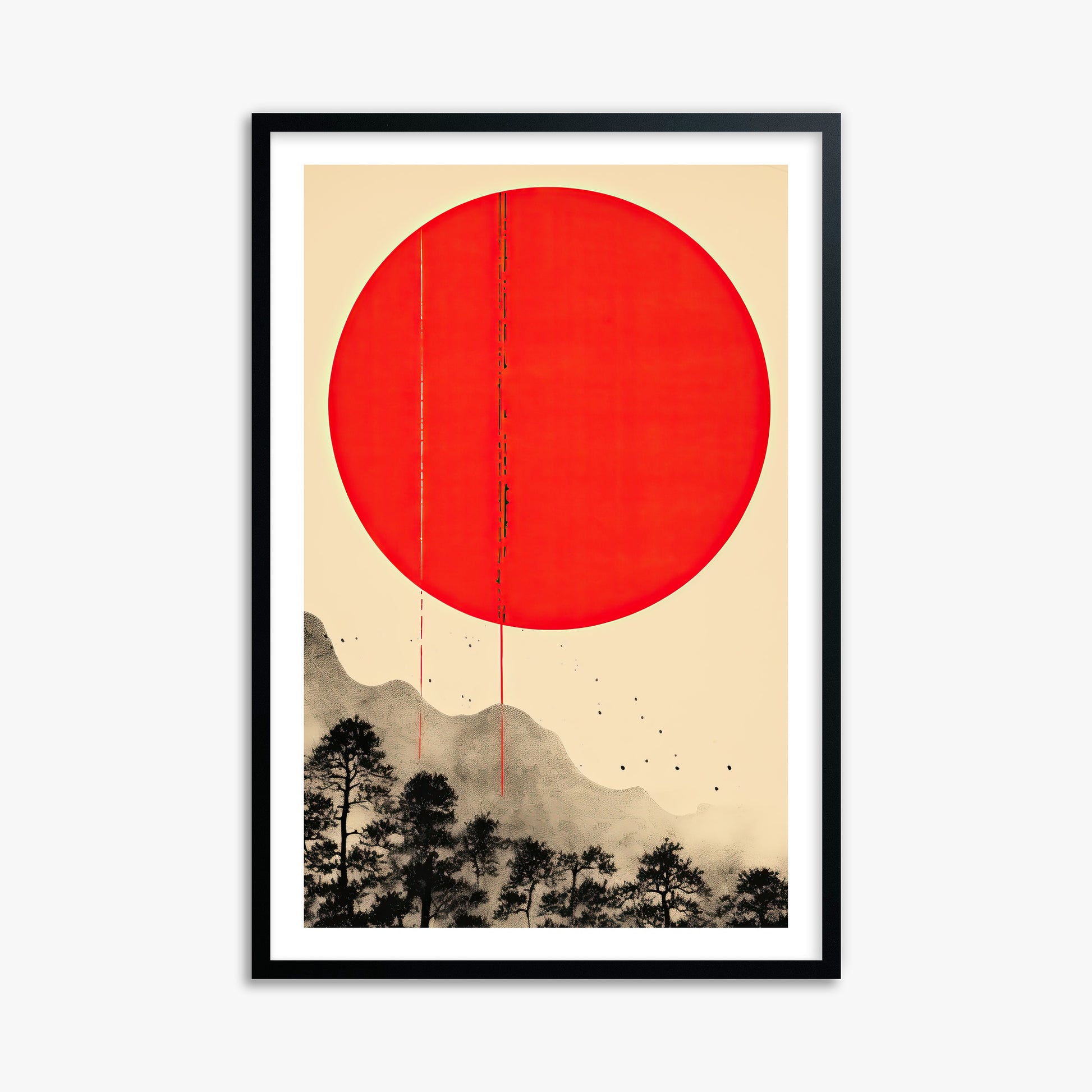 Scarlet Solitude, 61x91cm Black Framed Art Reproduction