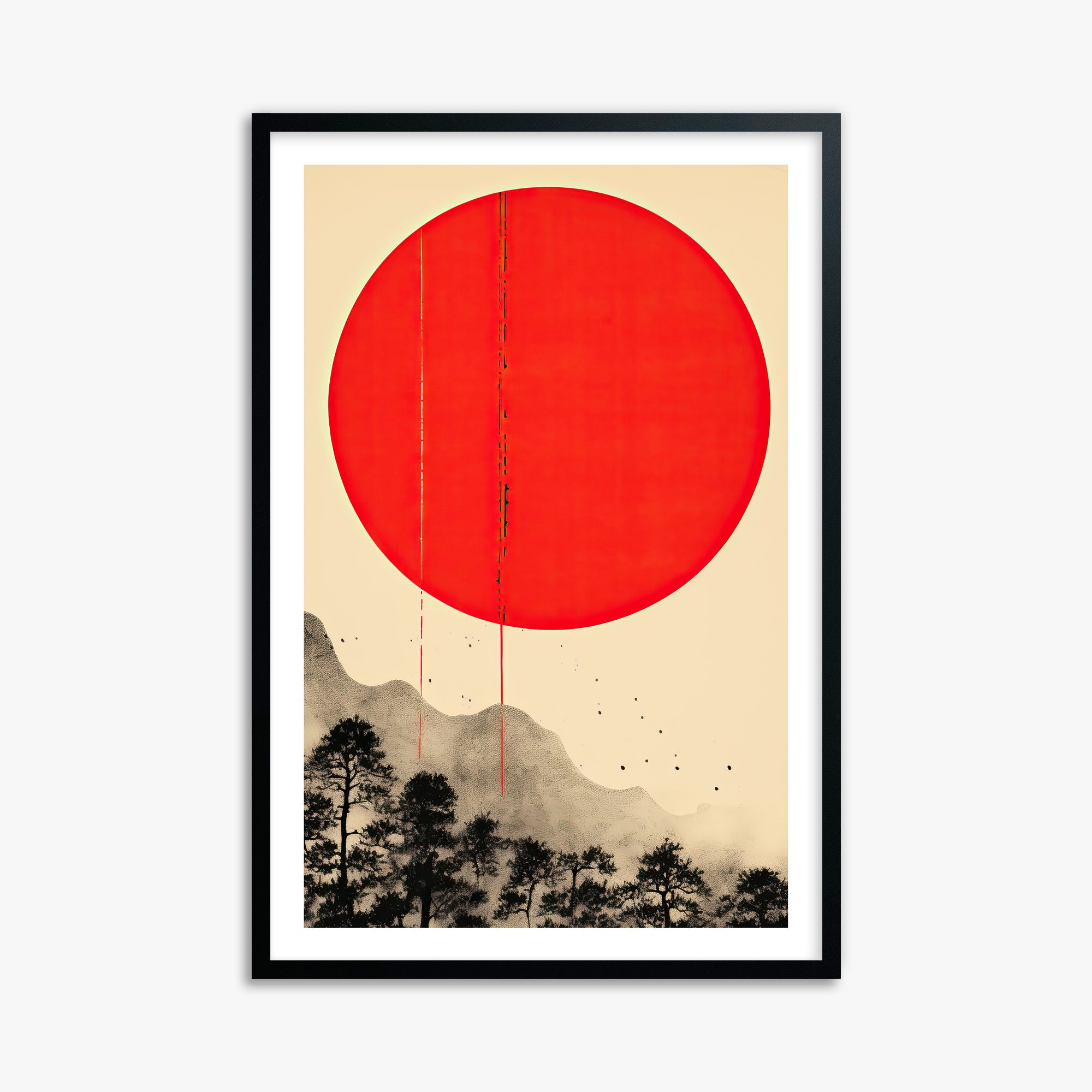 Scarlet Solitude, 61x91cm Black Framed Art Reproduction