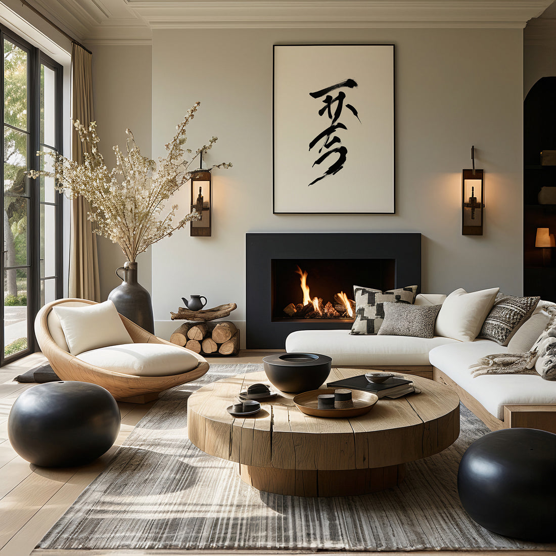Sumi Serenity, 50x70cm Framed Poster With Black Frame