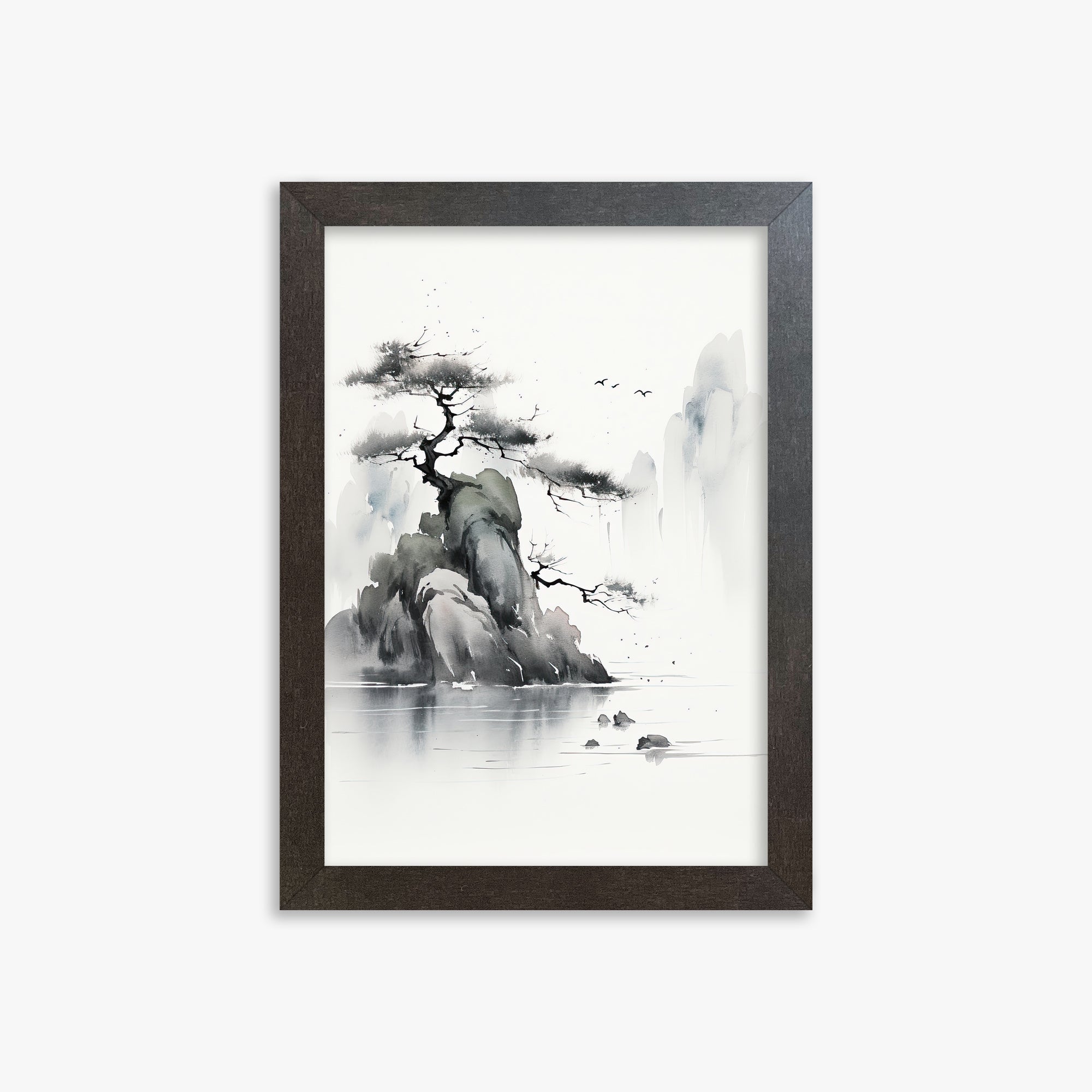 Misty Mountain Pine, 21x30cm Framed Poster With Espresso Frame