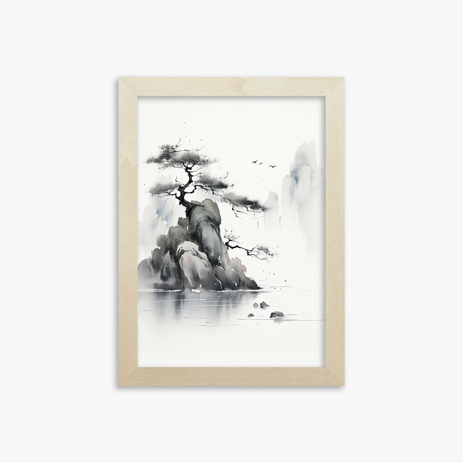 Misty Mountain Pine, 21x30cm Framed Poster With Lime Wood Frame