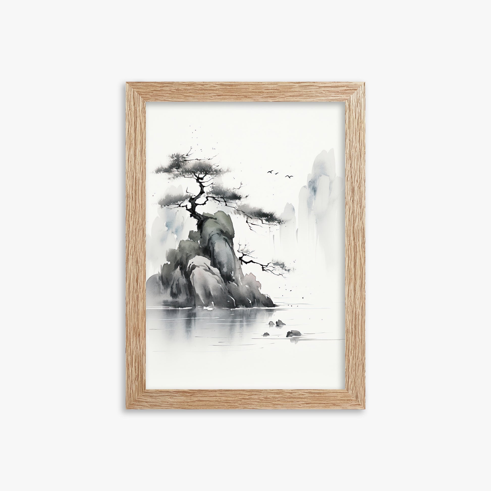Misty Mountain Pine, 21x30cm Framed Poster With Raw Oak Frame