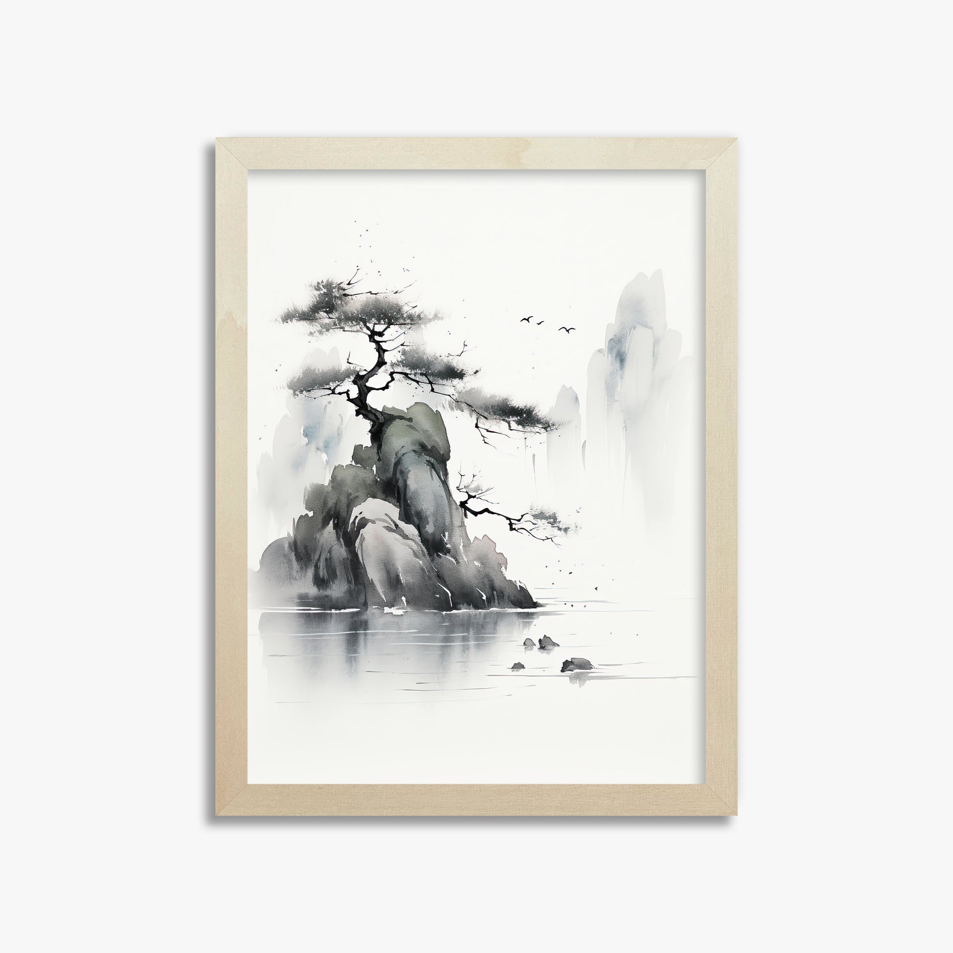 Misty Mountain Pine, 30x40cm Framed Poster With Lime Wood Frame