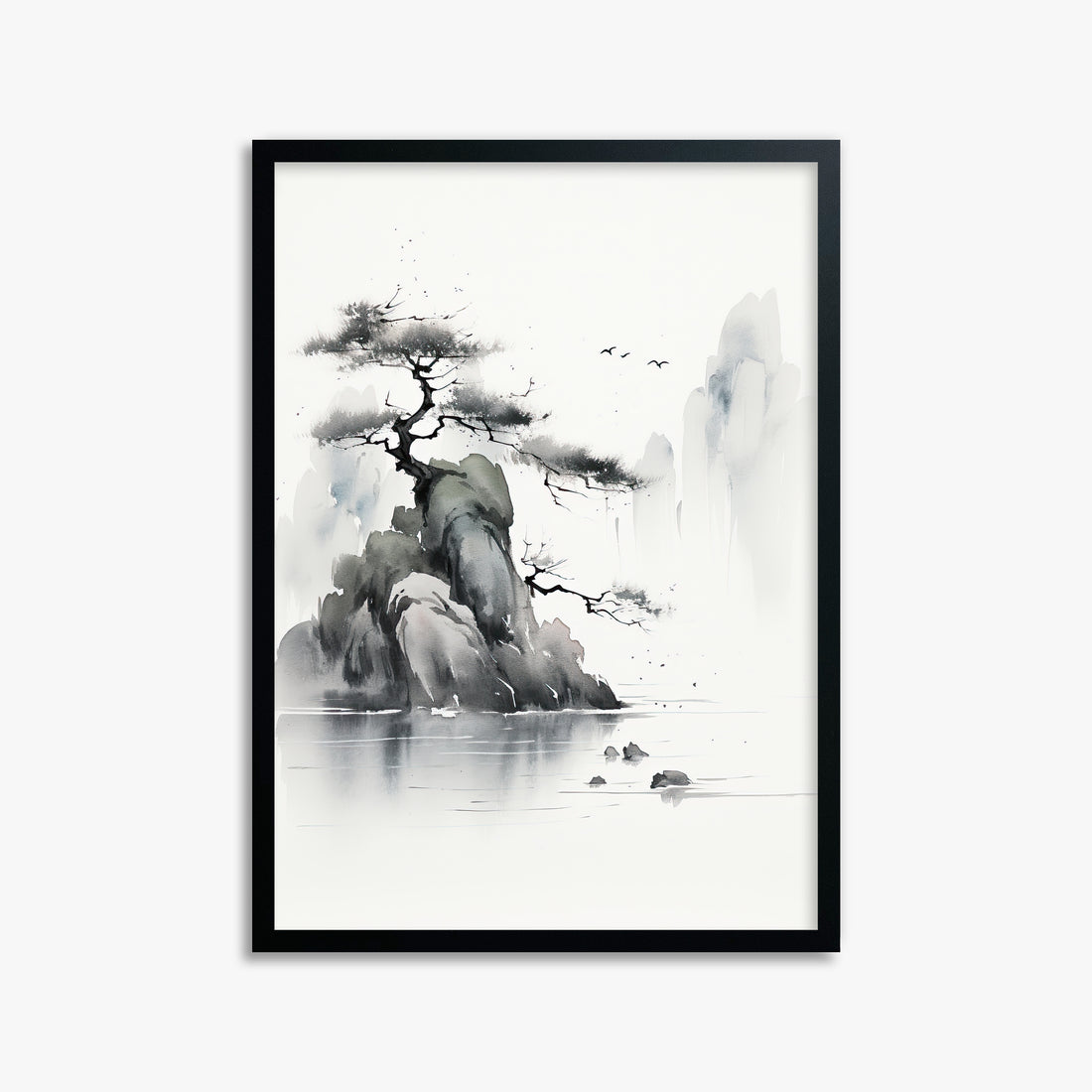 Misty Mountain Pine, 50x70cm Framed Poster With Black Frame