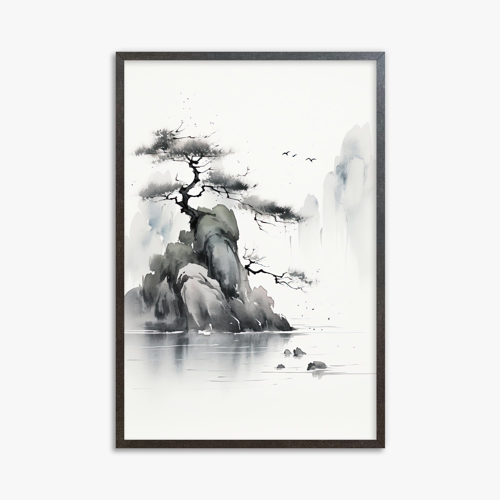 Misty Mountain Pine, 61x91cm Framed Poster With Espresso Frame