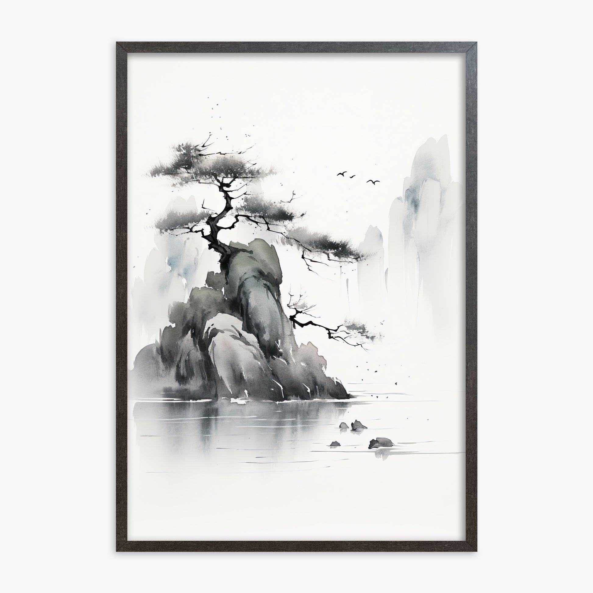 Misty Mountain Pine, 70x100cm Framed Poster With Espresso Frame
