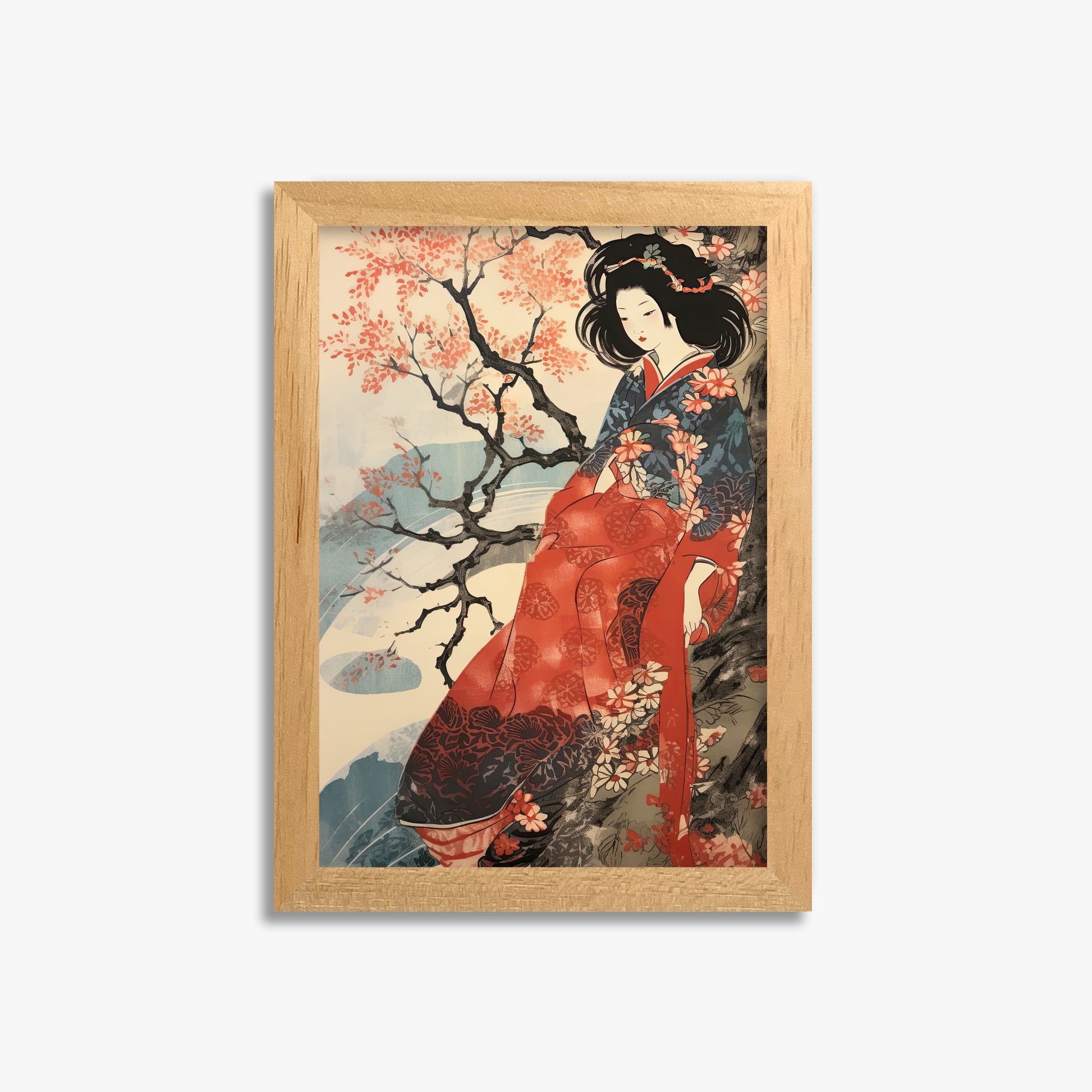 Cherry Blossom Serenity, 21x30cm Framed Poster With Oak Frame
