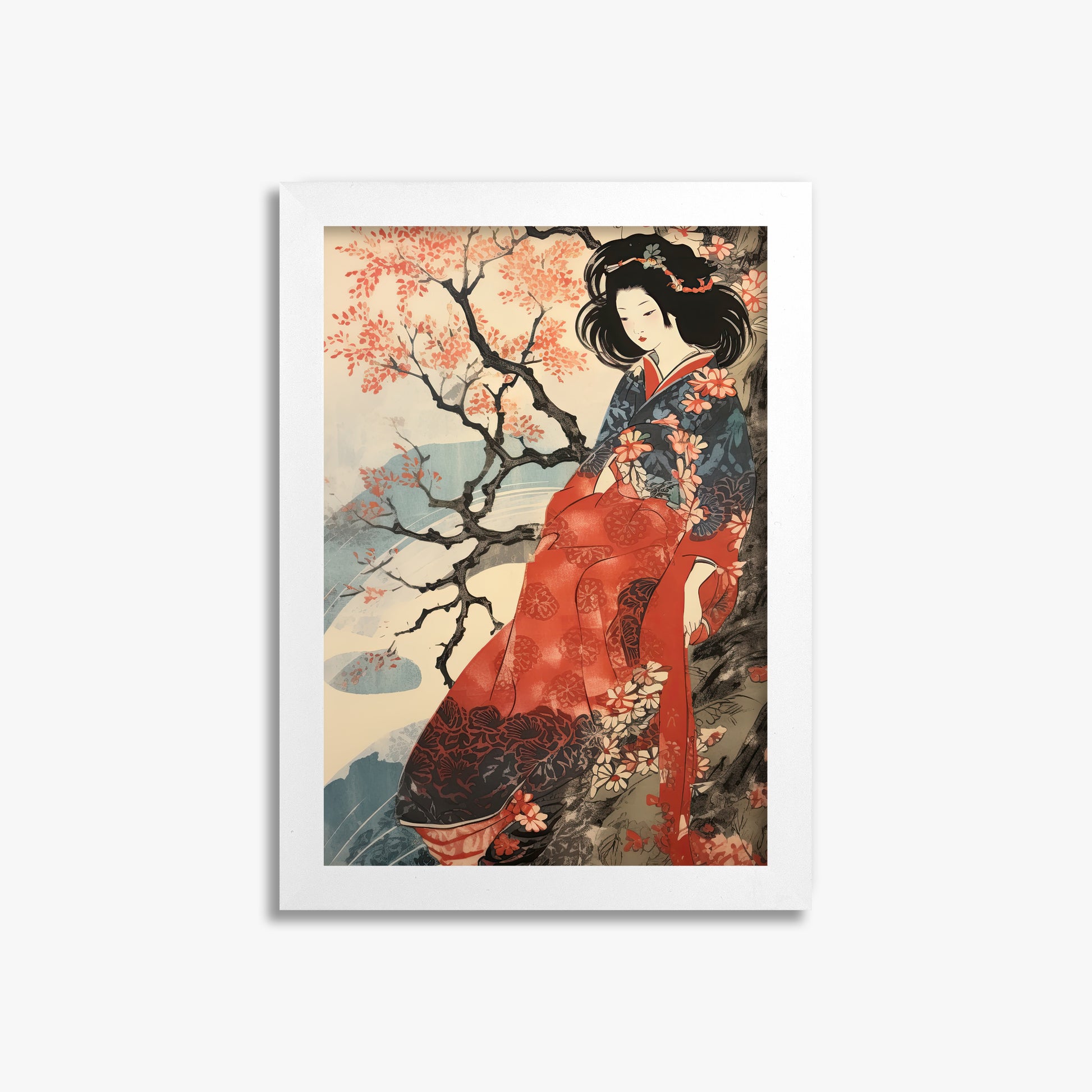Cherry Blossom Serenity, 21x30cm Framed Poster With White Frame