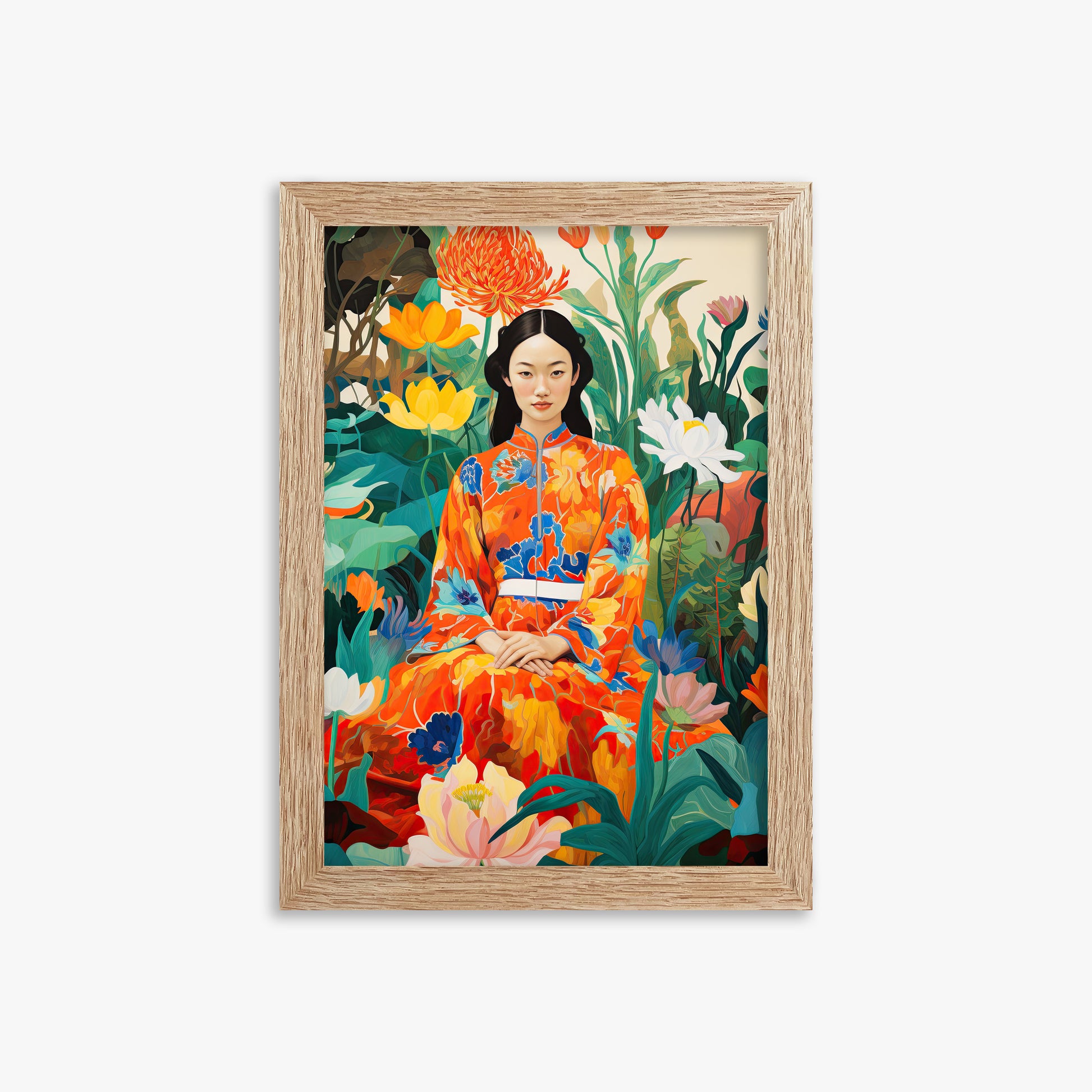 Garden Muse, 21x30cm Framed Poster With Raw Oak Frame